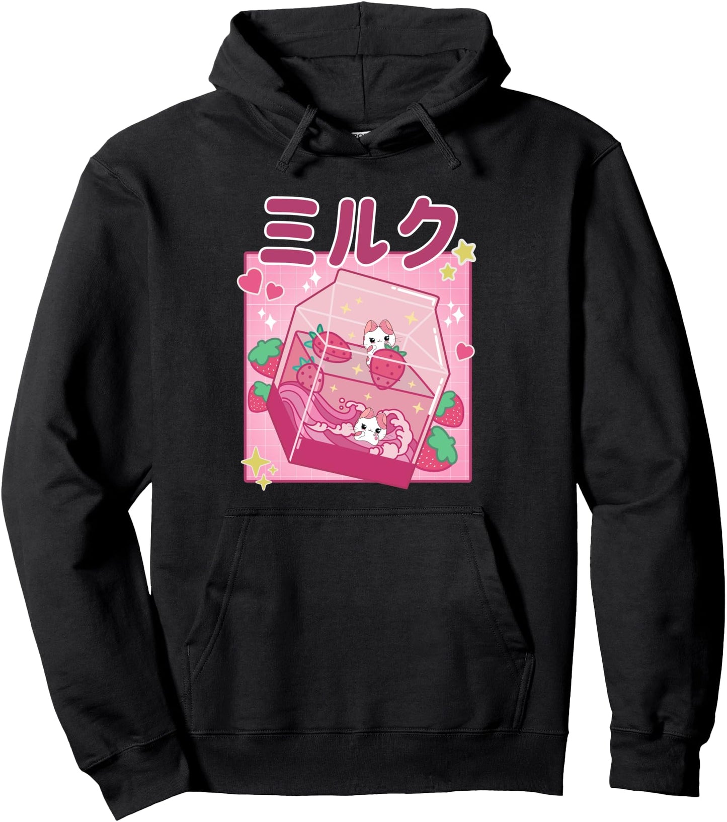 90's Kawaii Strawberry Milk Cute Women Girls Japanese Anime Pullover Hoodie