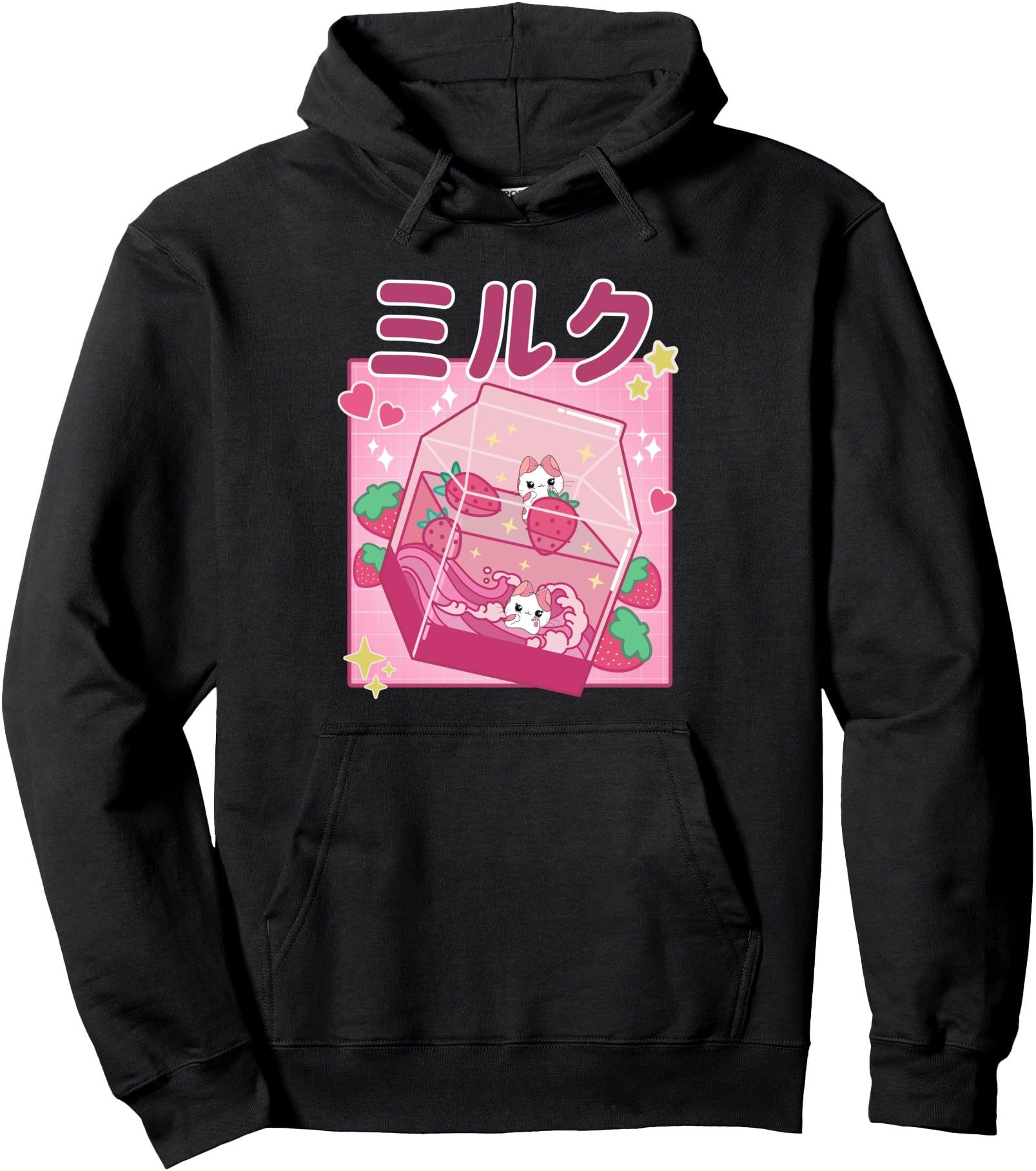 90's Kawaii Strawberry Milk Cute Women Girls Japanese Anime Pullover Hoodie