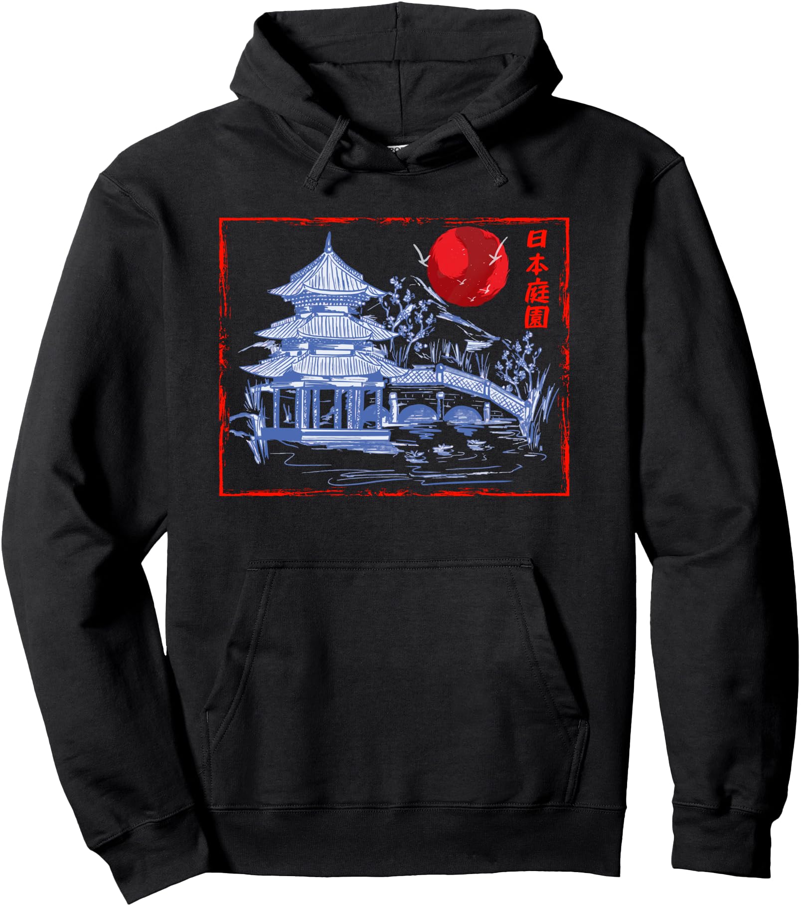 Japanese Garden Line Art Nature Architecture Japan Pullover Hoodie
