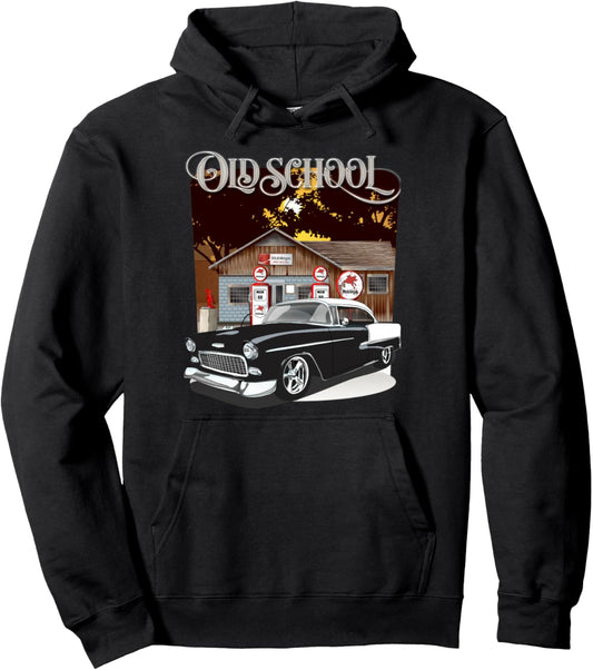 1955 55 chevys bel air classic vintage muscle car old school Pullover Hoodie