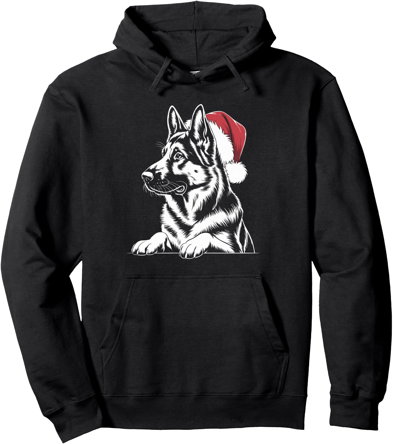 German Shepherd Santa Hat Christmas Dog Holiday Humor Pullover Hoodie