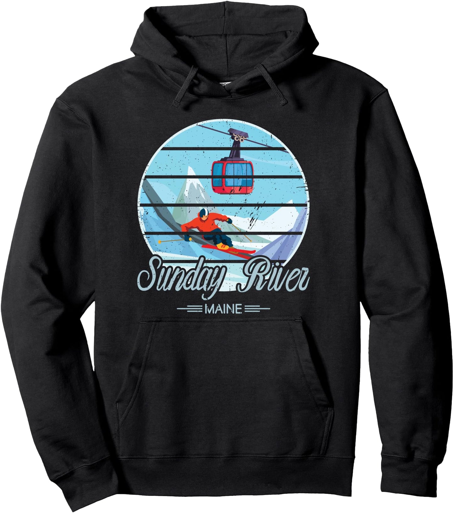 Retro Sunday River t shirt Mountain Vacation Travel Trip Pullover Hoodie
