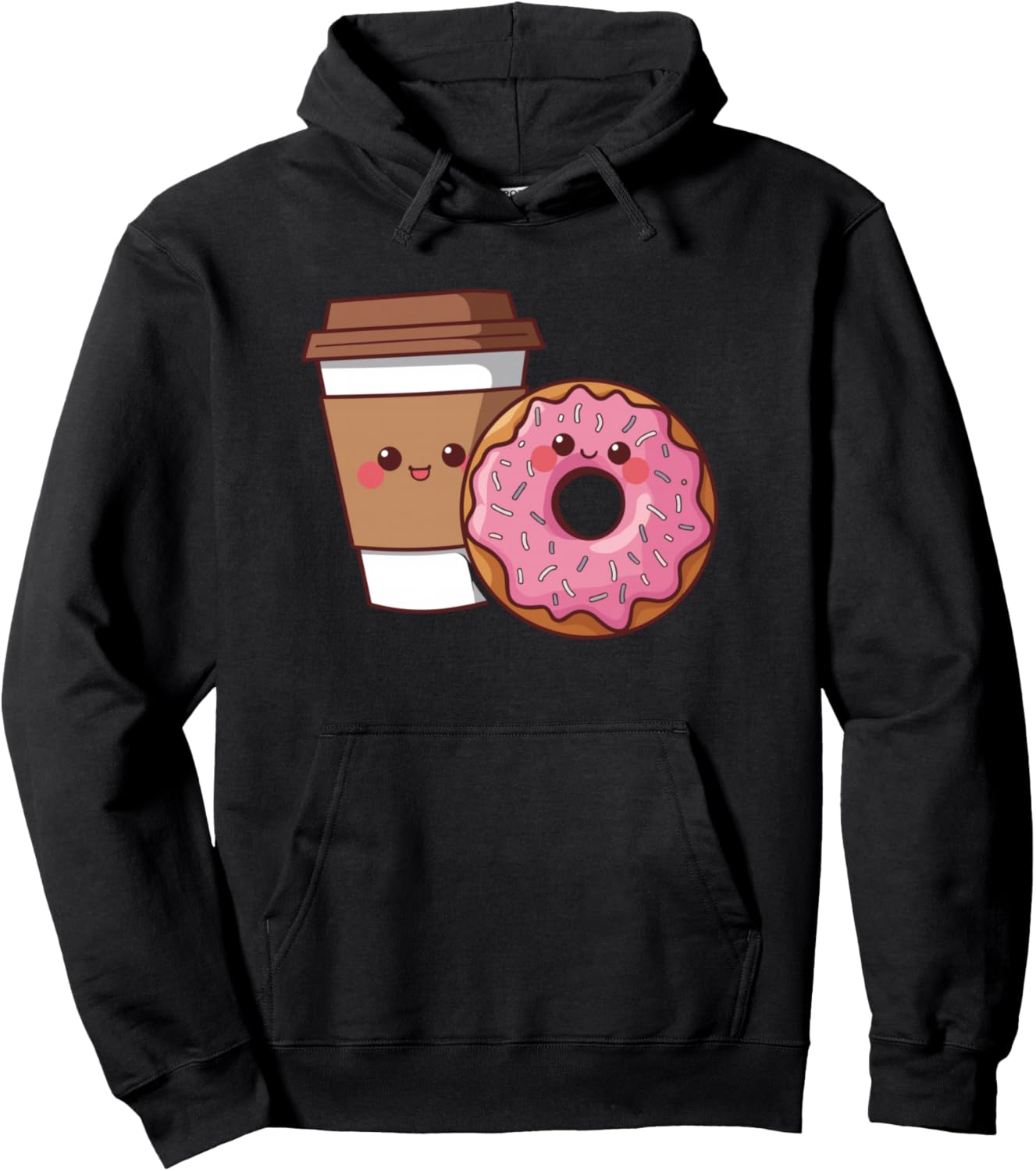 Coffee and Donut Design Pullover Hoodie