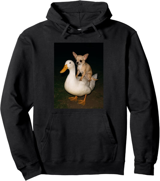 Chihuahua and Duck Funny Chihuahua Lover Gift Dog Mom Dad Pullover Hoodie