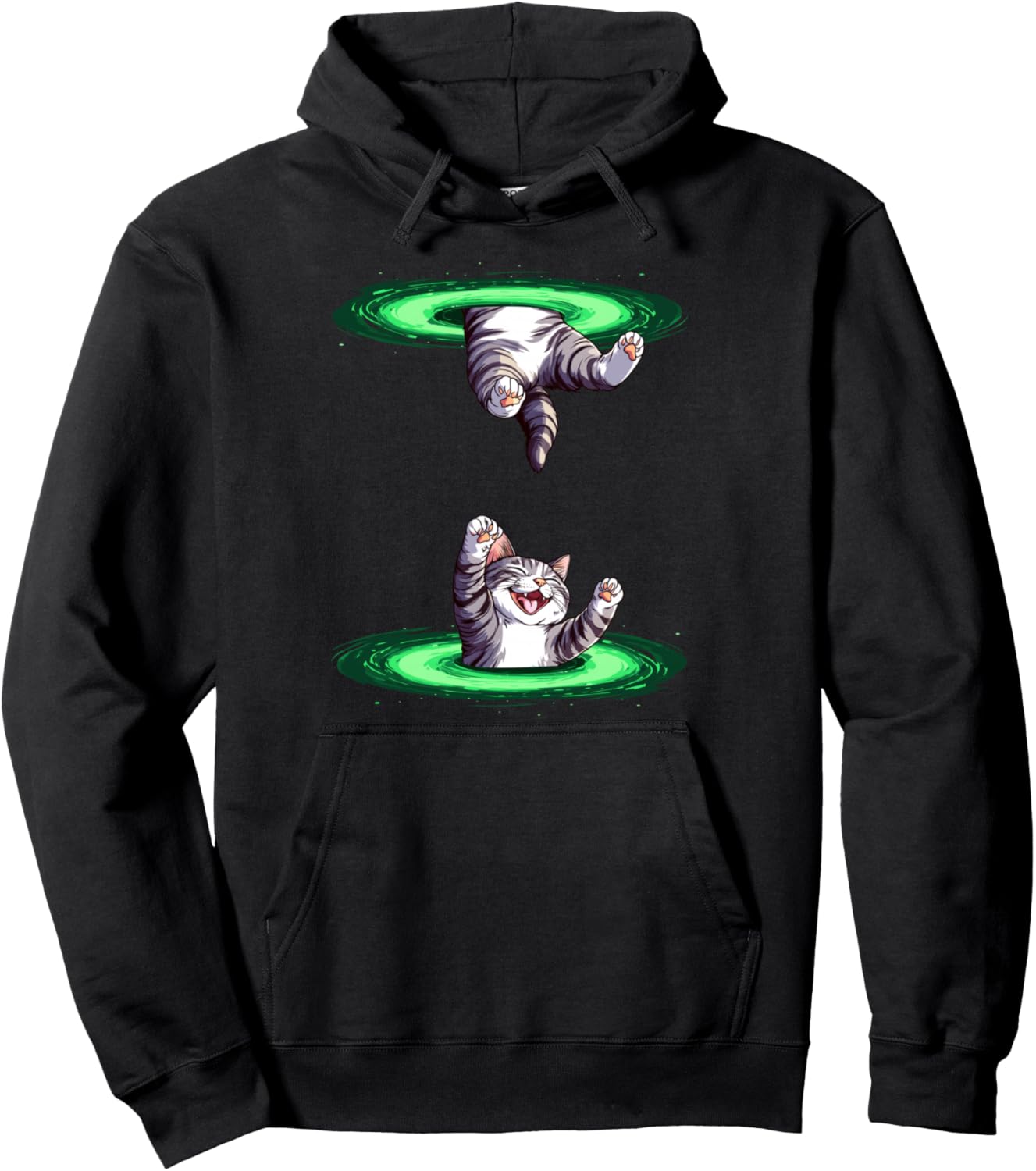 Funny Fiction Cat with Portal for Boys and Girls Pullover Hoodie