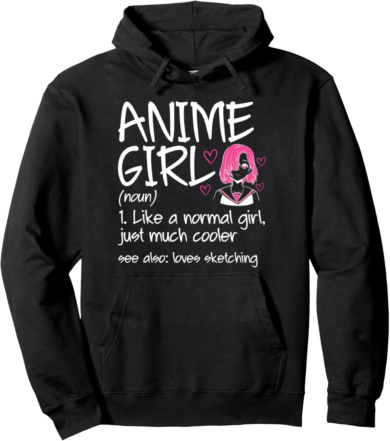 Anime Girl Definition Sketching Pullover Hoodie