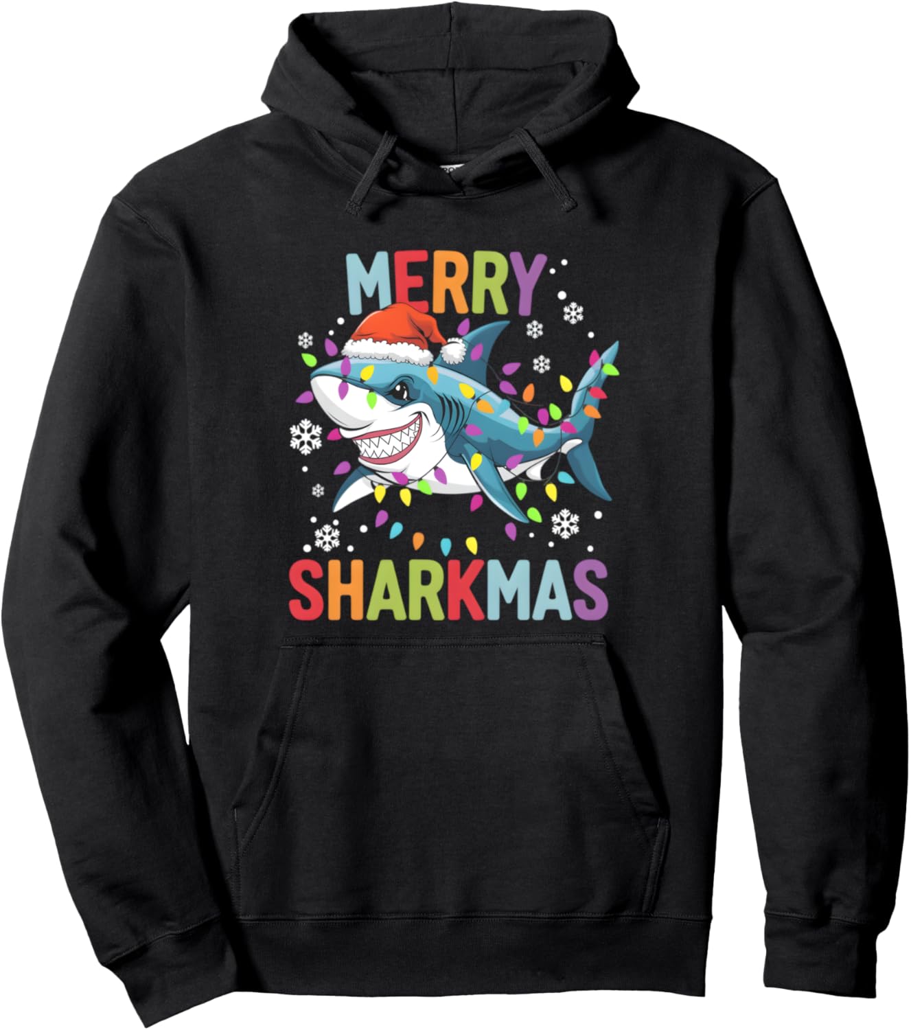 Funny Santa Shark Merry Sharkmas Ugly Christmas Holiday Pullover Hoodie