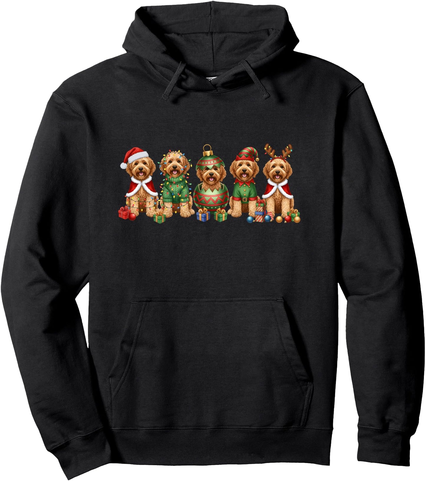 Goldendoodle Dogs Christmas Lights Golden Doodle Dog Lover Pullover Hoodie