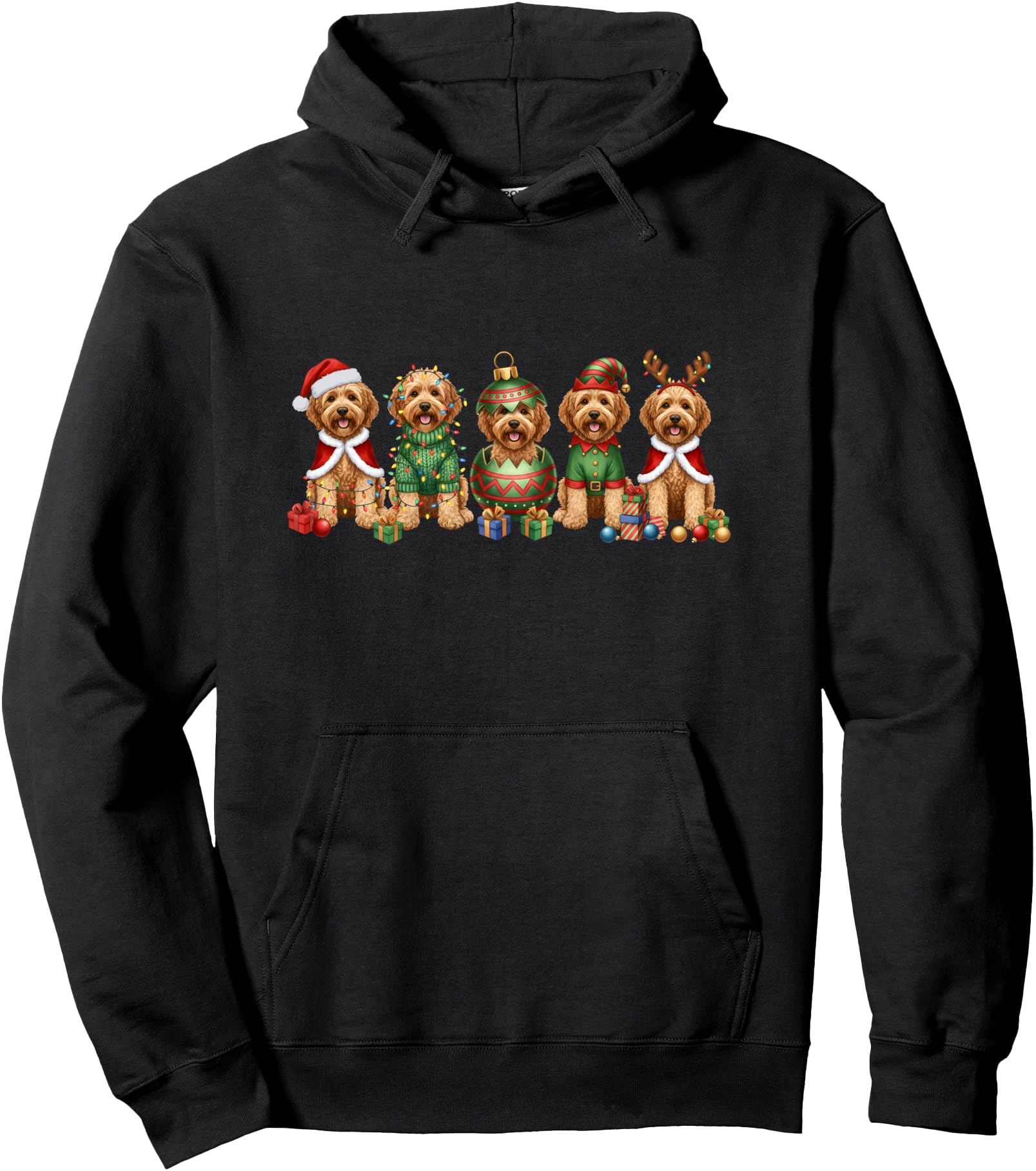 Goldendoodle Dogs Christmas Lights Golden Doodle Dog Lover Pullover Hoodie