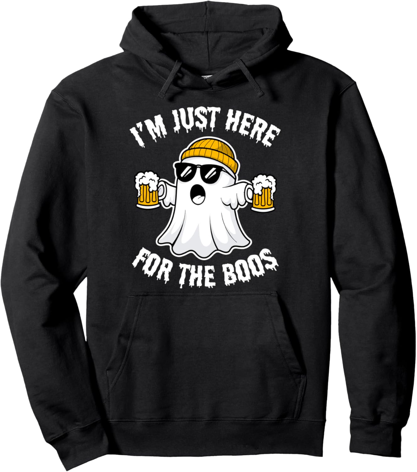 Ghost I'm Just Here For The Boos Halloween Costume Men Women Pullover Hoodie