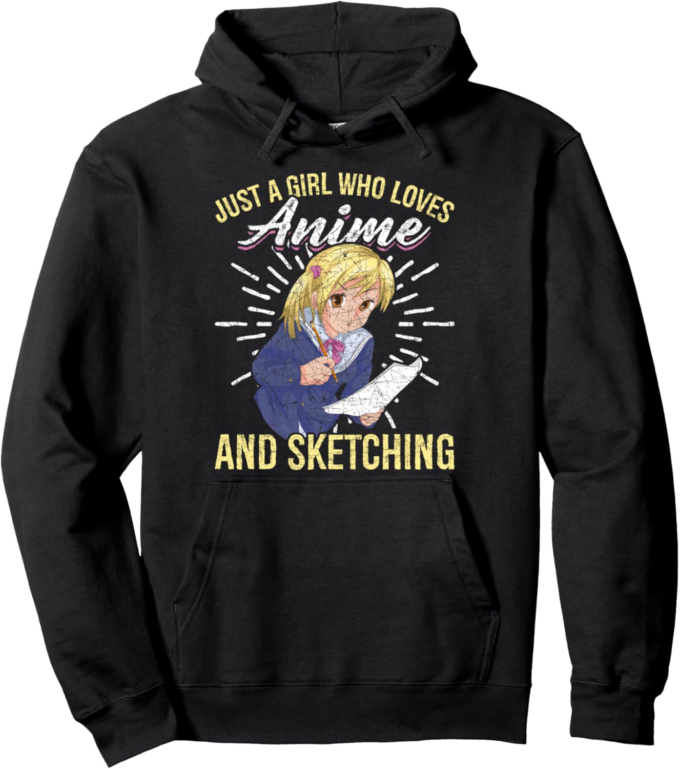 Otaku Women Just A Girl Who Loves Anime And Sketching Anime Pullover Hoodie