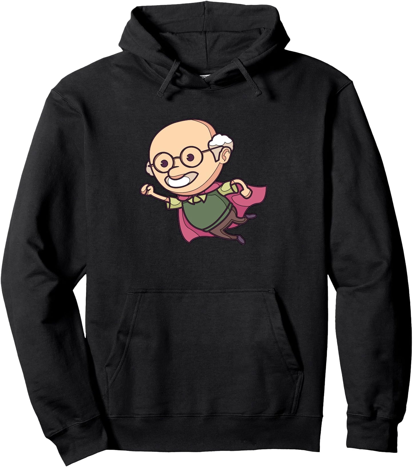Cartoon Superhero With A Cape Fun Character Illustration Pullover Hoodie