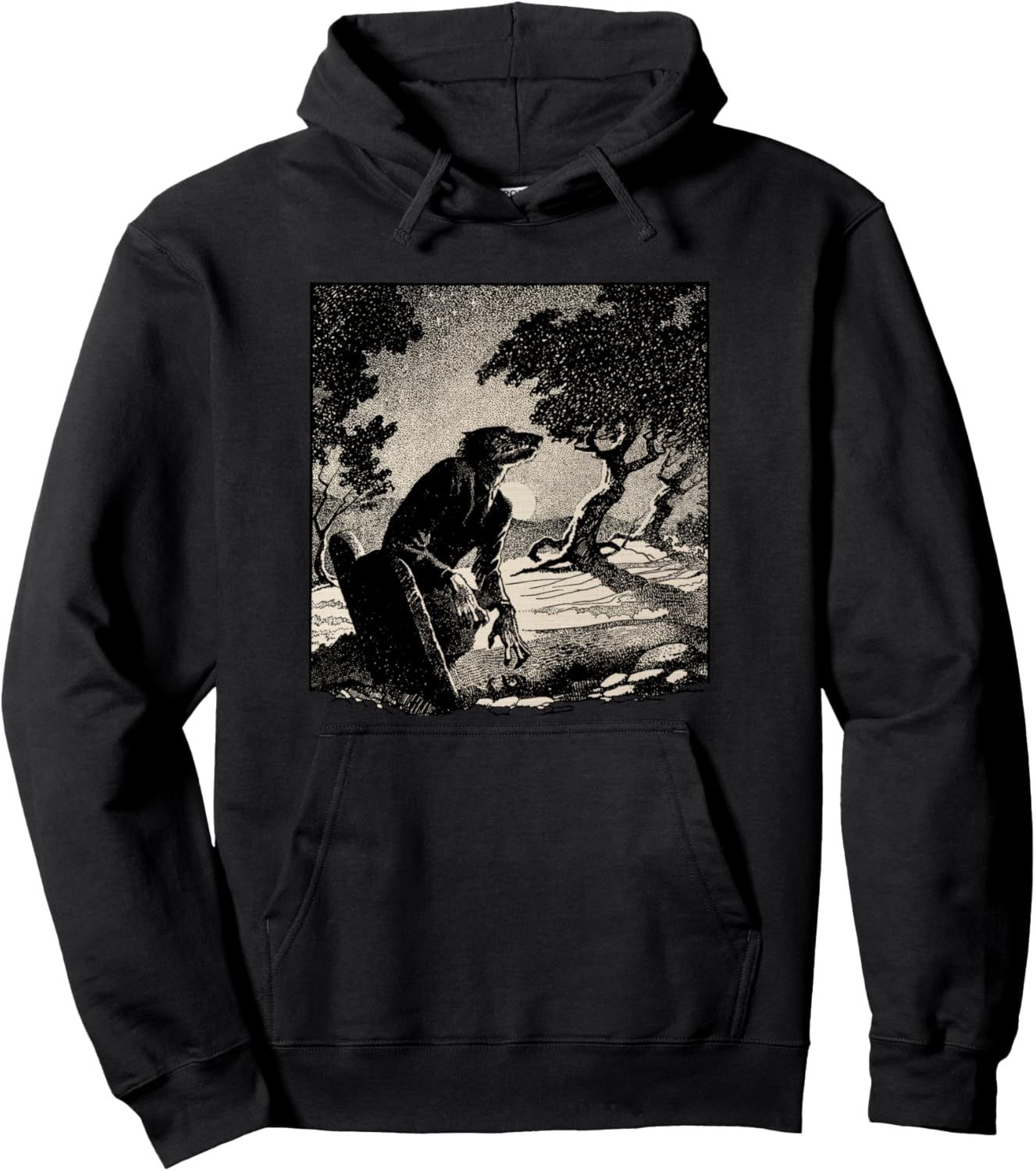 Cemetery Halloween Monster Vintage Horror Movie Werewolf Pullover Hoodie