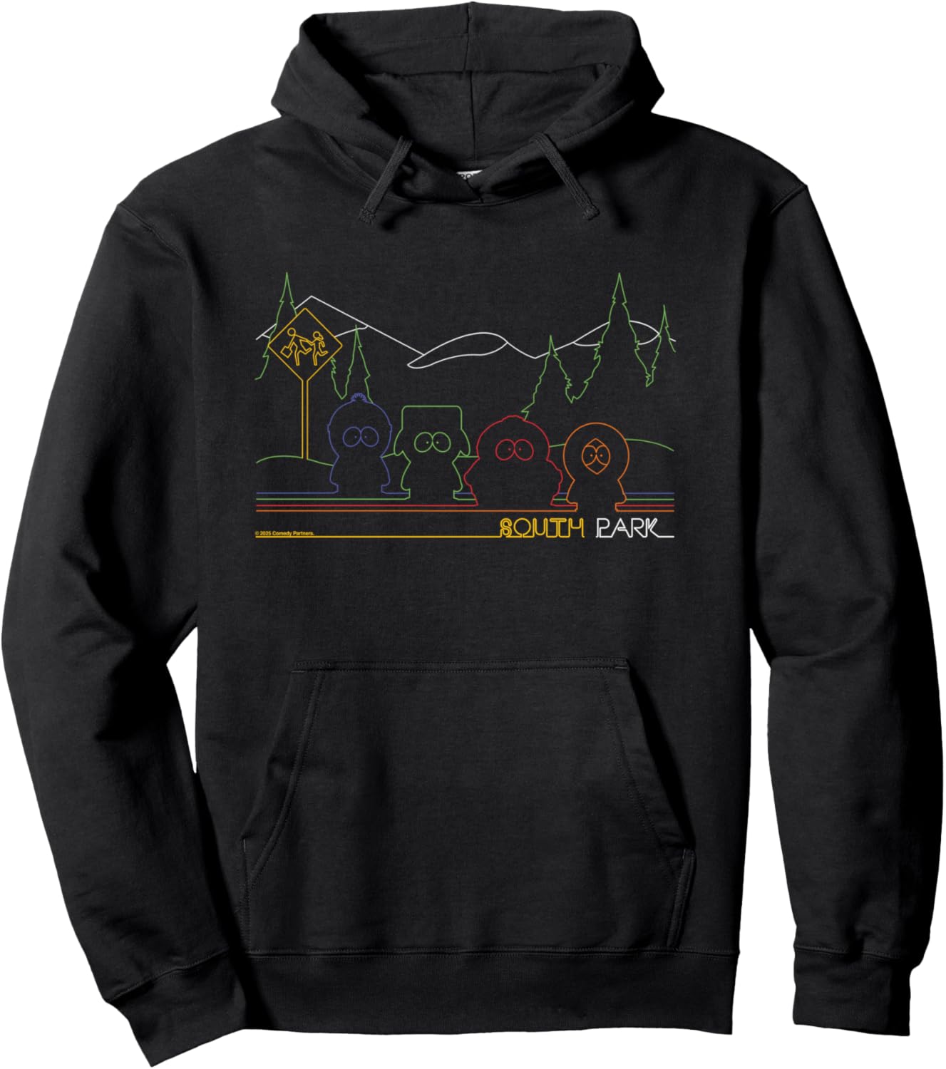 South Park Stan Kyle Cartman & Kenny Colour Line Art Pullover Hoodie