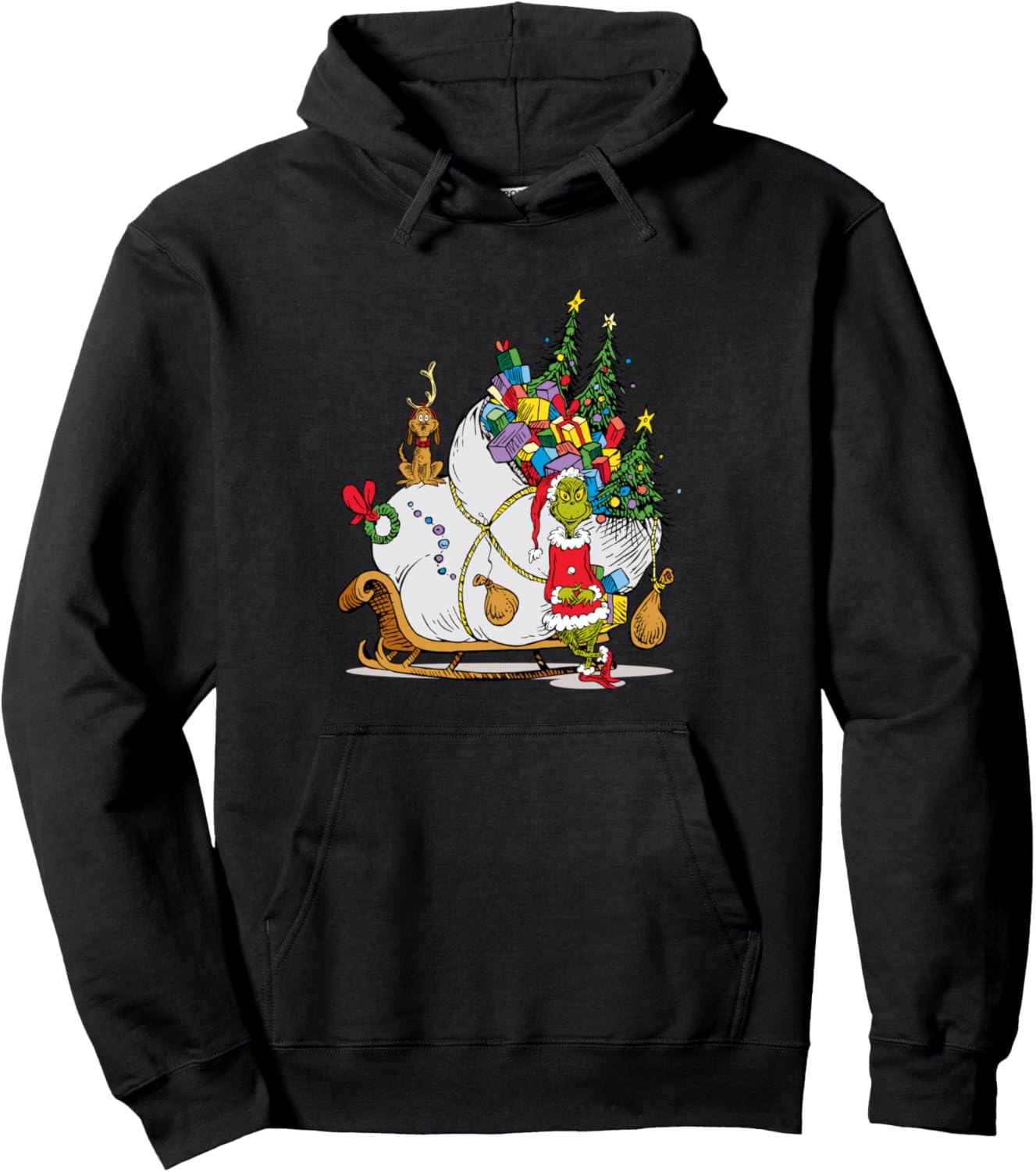 Dr. Seuss Grinch Sleigh Pullover Hoodie Pullover Hoodie