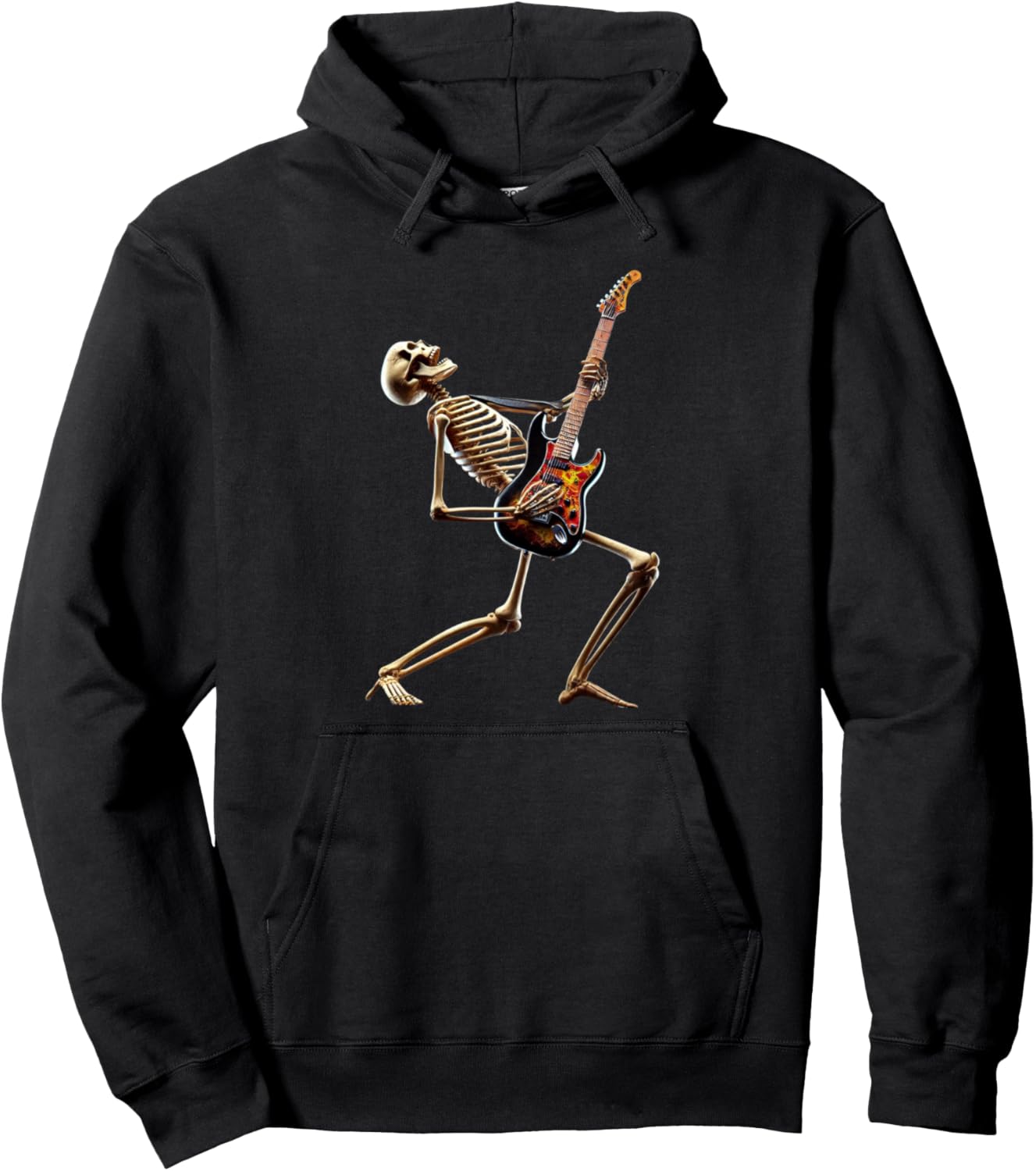 Skeleton Playing Guitar Rock & Roll Ghost Solo Guitar Men Pullover Hoodie