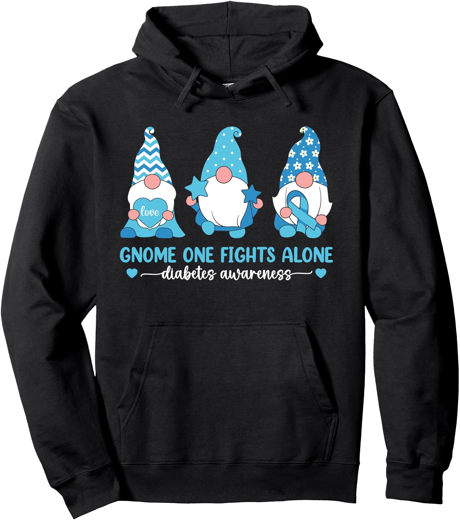 Gnome One Fights Alone Type 1 Diabetes Awareness T1D Women Pullover Hoodie