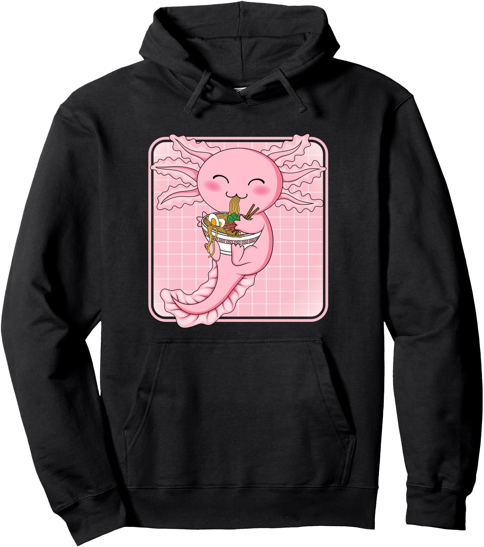 Cute Kawaii Axolotl Ramen Noodles Japanese Anime Axolotl Pullover Hoodie