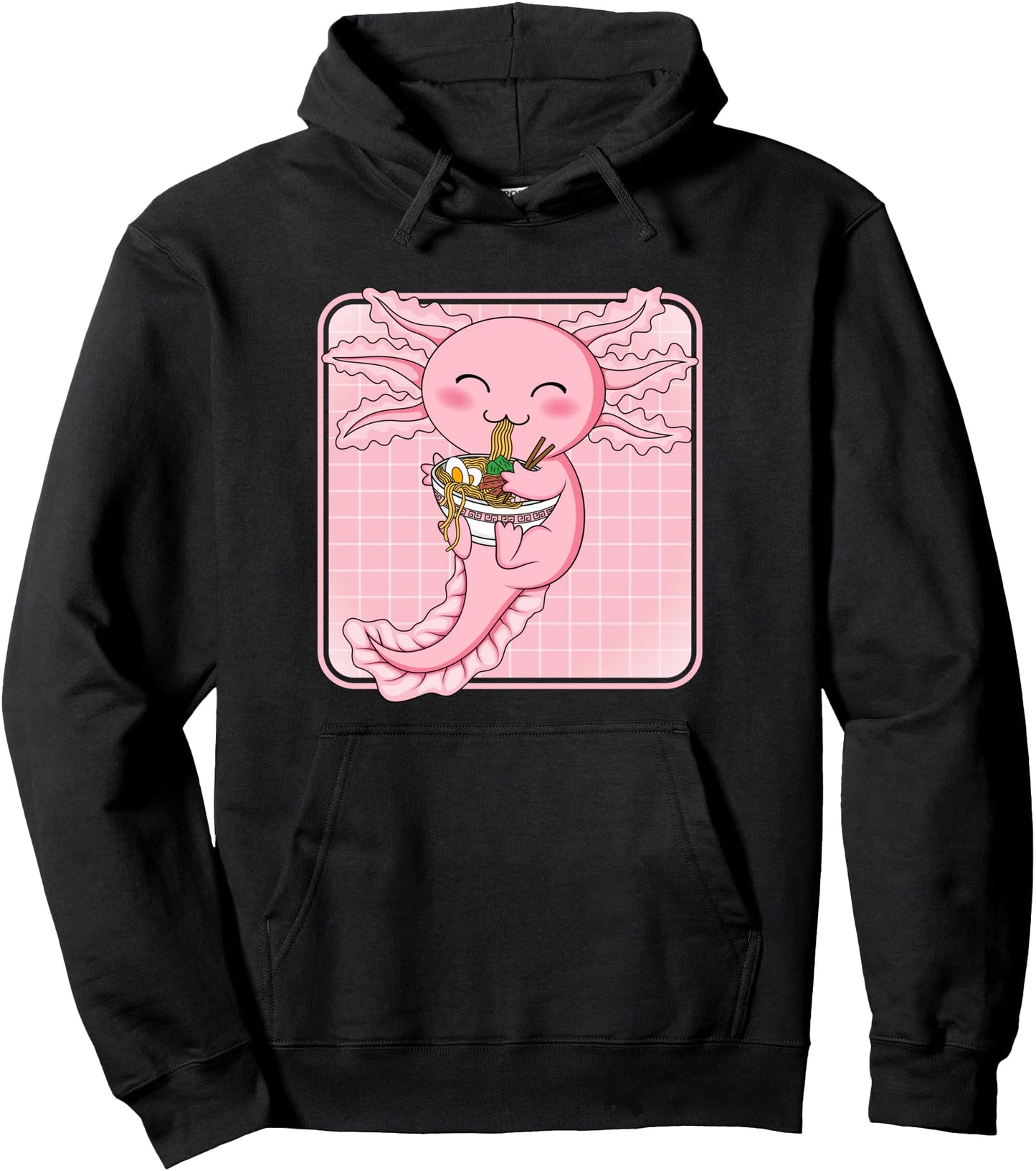 Cute Kawaii Axolotl Ramen Noodles Japanese Anime Axolotl Pullover Hoodie