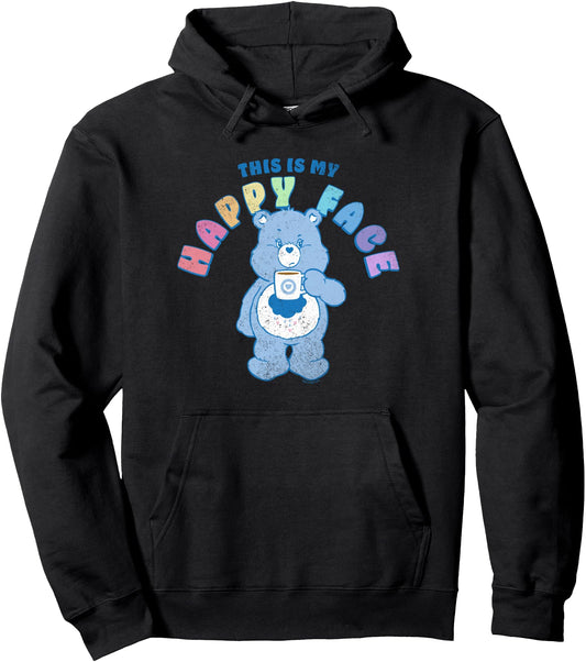 Care Bears Grumpy Bear Rainbow Text This Is My Happy Face Pullover Hoodie