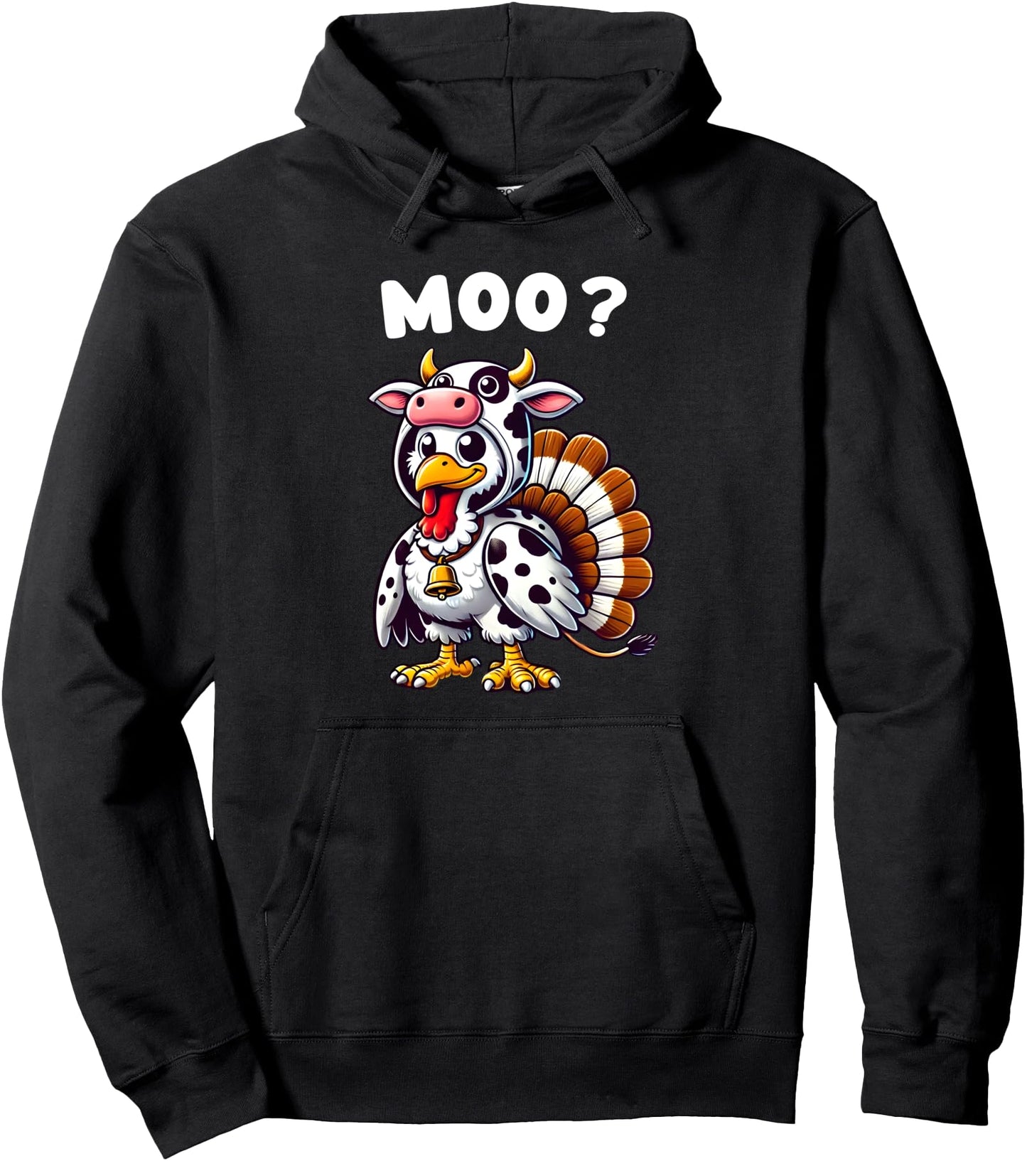 Funny Turkey Moo Thanksgiving Turkey Cow Moo Pullover Hoodie