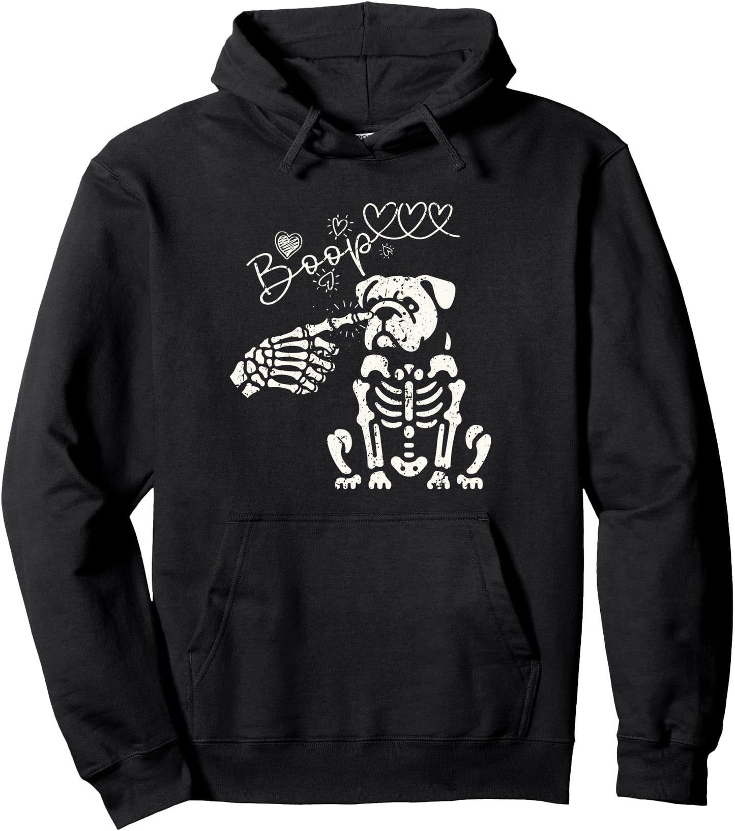 Halloween Skeleton Hand Boop Bulldog Dog Pullover Hoodie