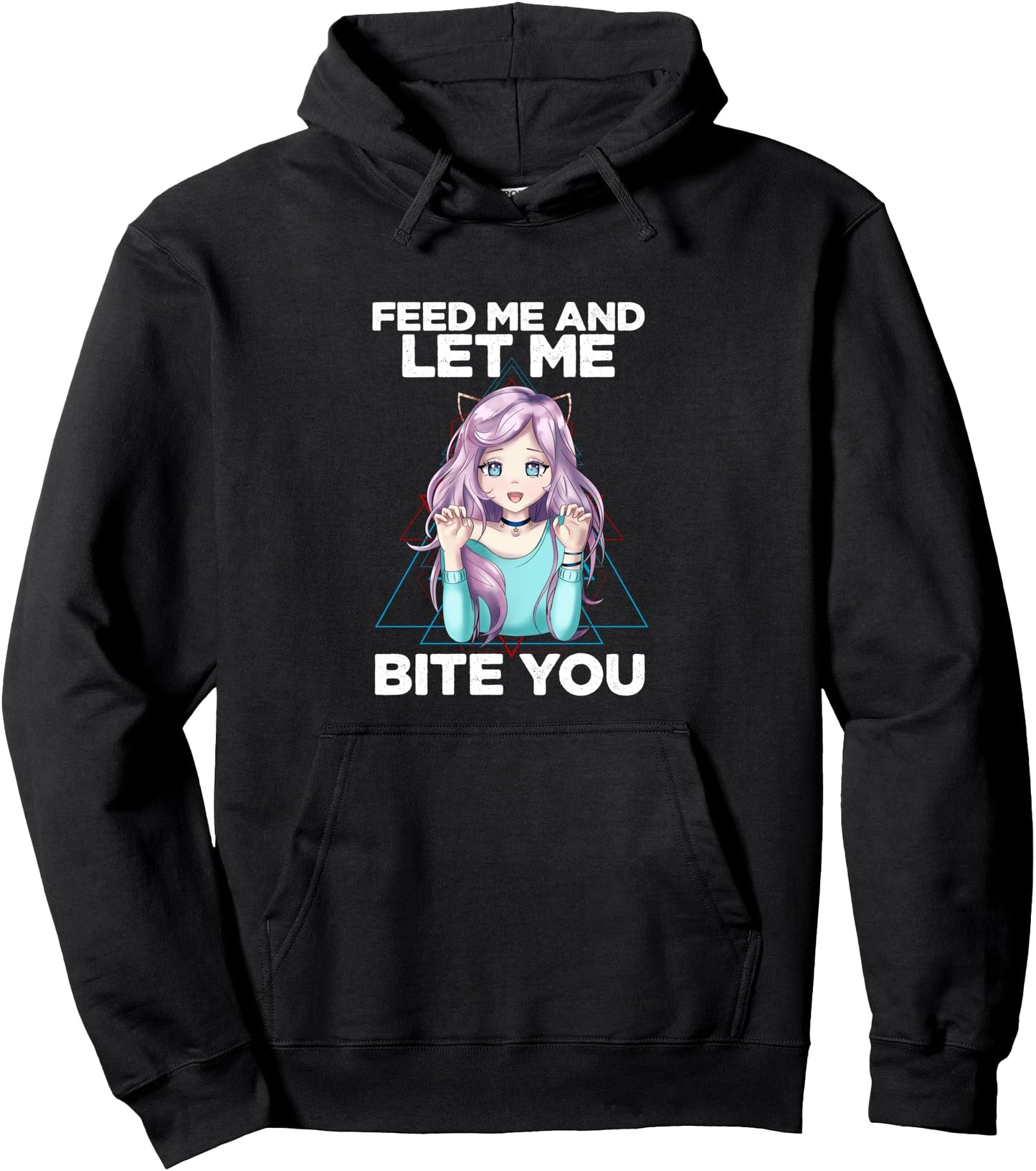 Feed Me Let Me Bite You Anime Girl Kawaii Otaku Japanese Art Pullover Hoodie