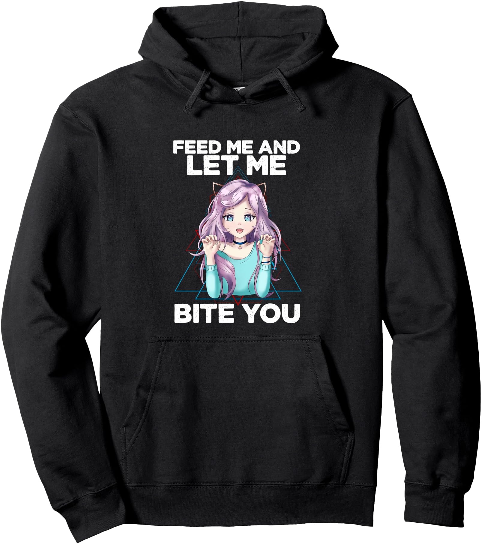 Feed Me Let Me Bite You Anime Girl Kawaii Otaku Japanese Art Pullover Hoodie