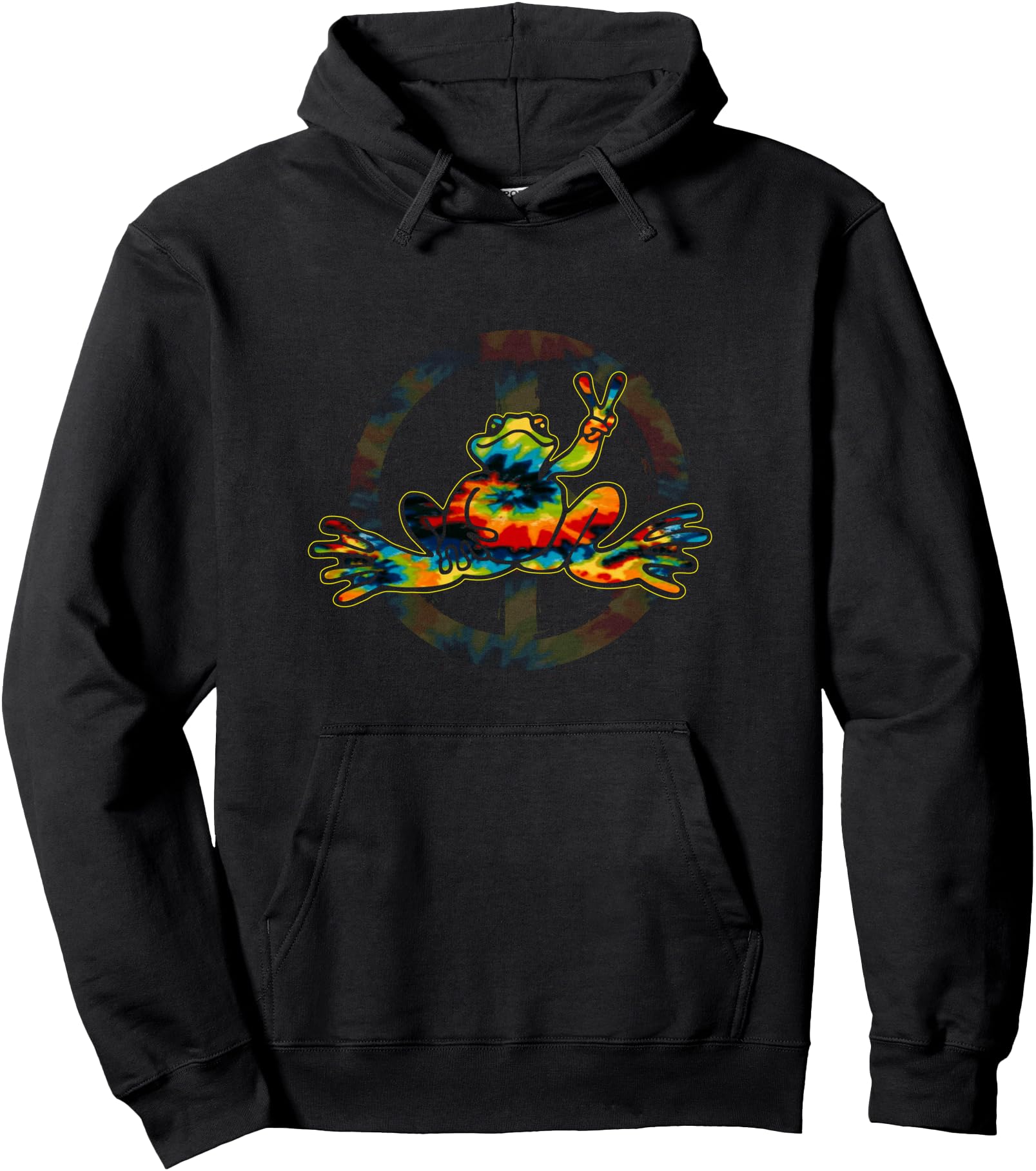 Cool Peace Frog Tie Dye 1960s Fashion Nonconformists Pullover Hoodie