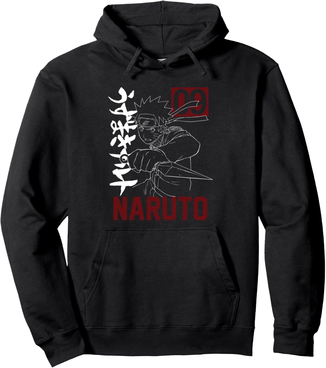 Naruto with Kunai Kanji Pullover Hoodie