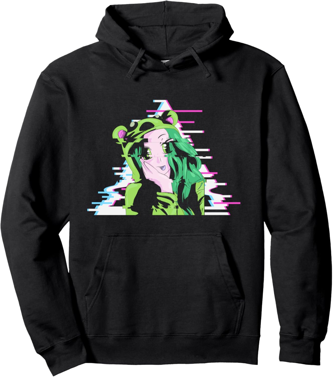 Japanese Kawaii Anime Girl Glitch Otaku Manga Anime Pullover Hoodie