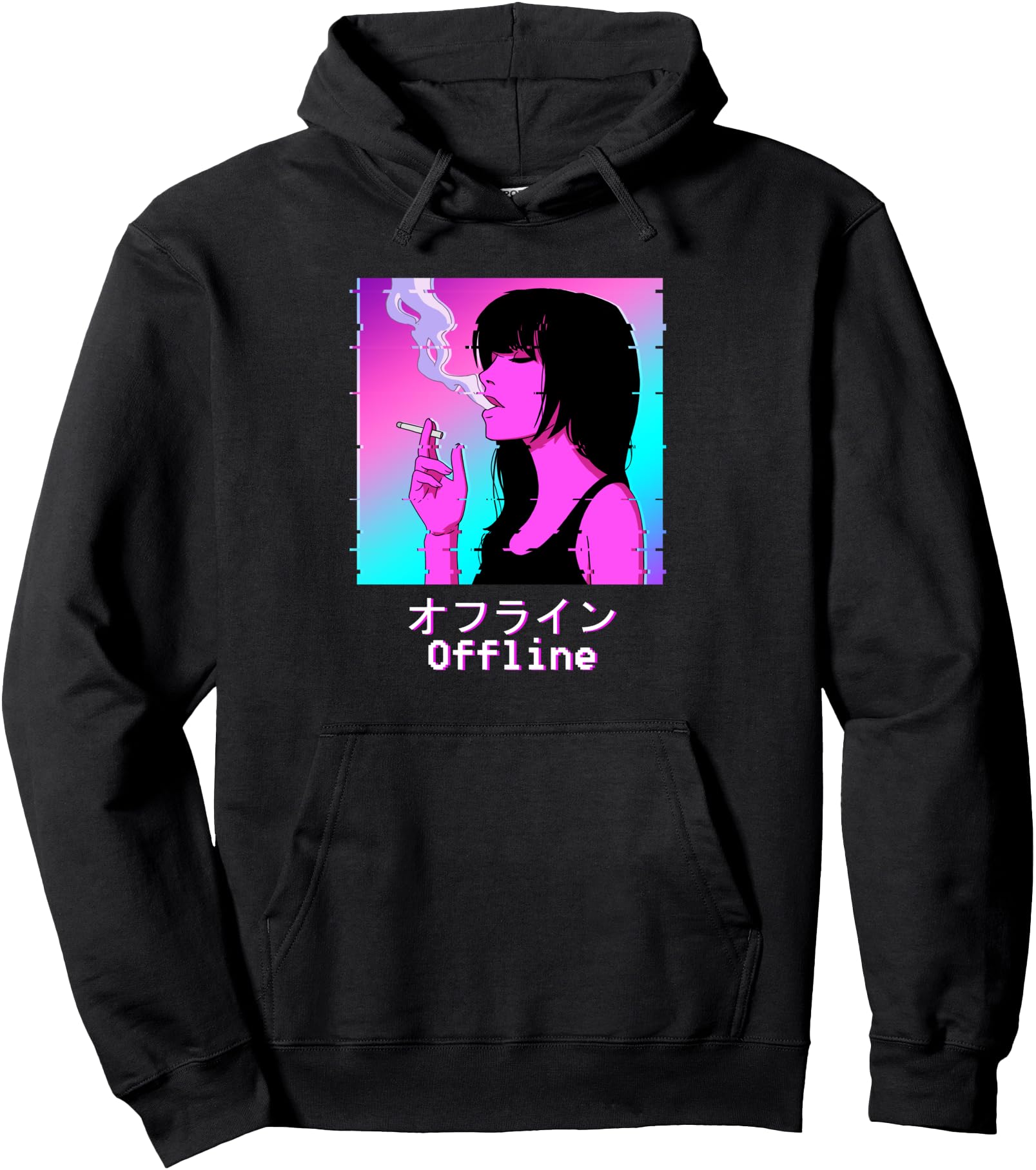 Graphic Japanese Aesthetic Vaporwave Sad Anime Girl Pullover Hoodie
