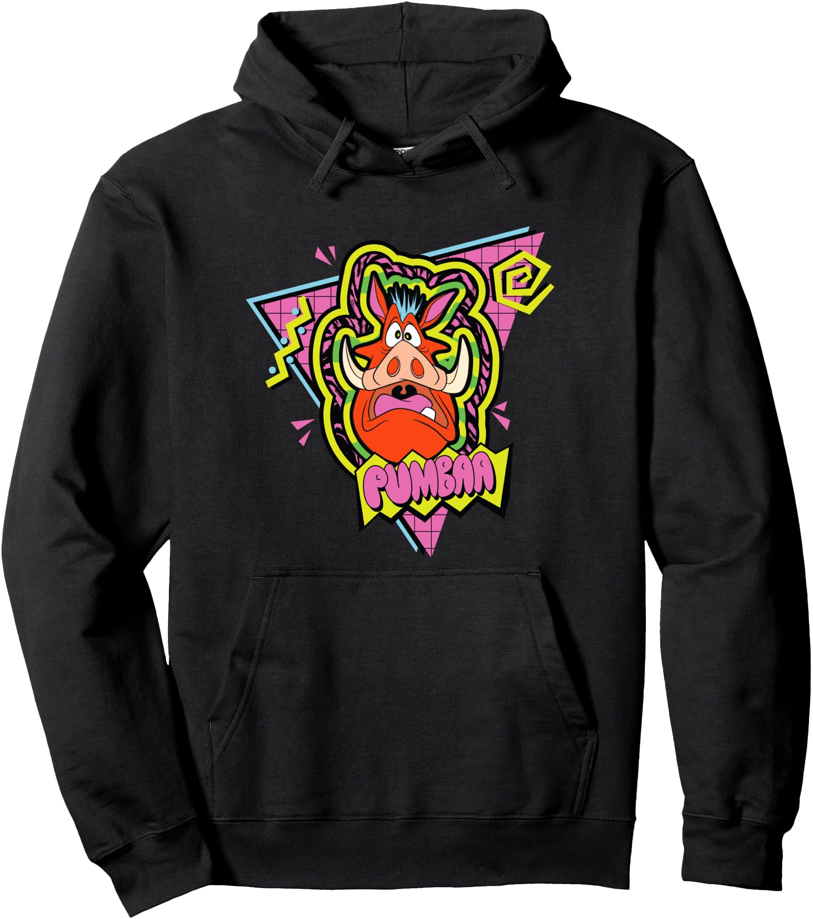 Disney The Lion King Scared Pumba 90's Retro Chest Logo Pullover Hoodie