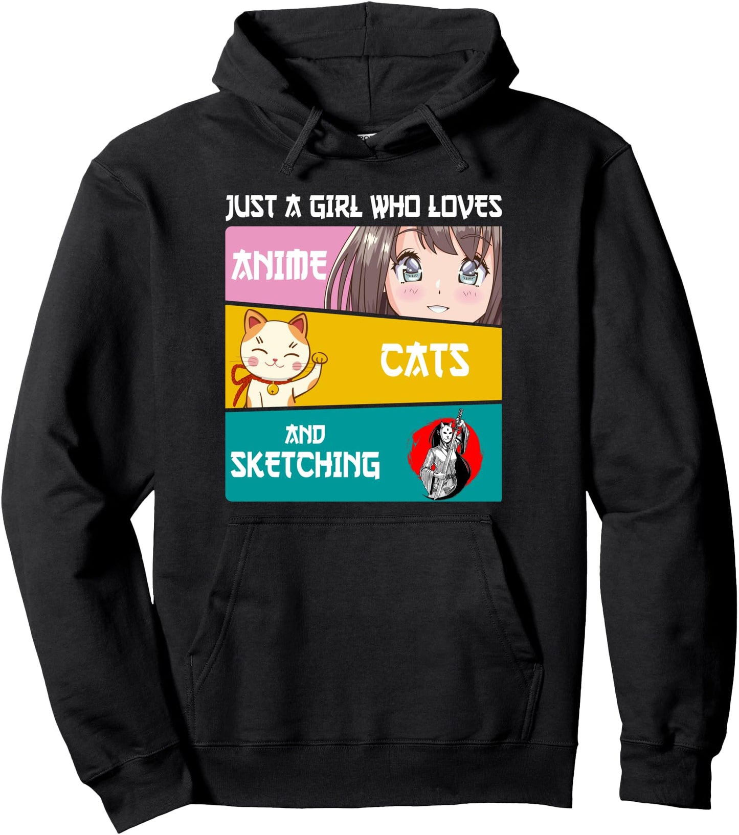 Just A Girl Who Loves Anime Cats And Sketching Kawaii Anime Pullover Hoodie