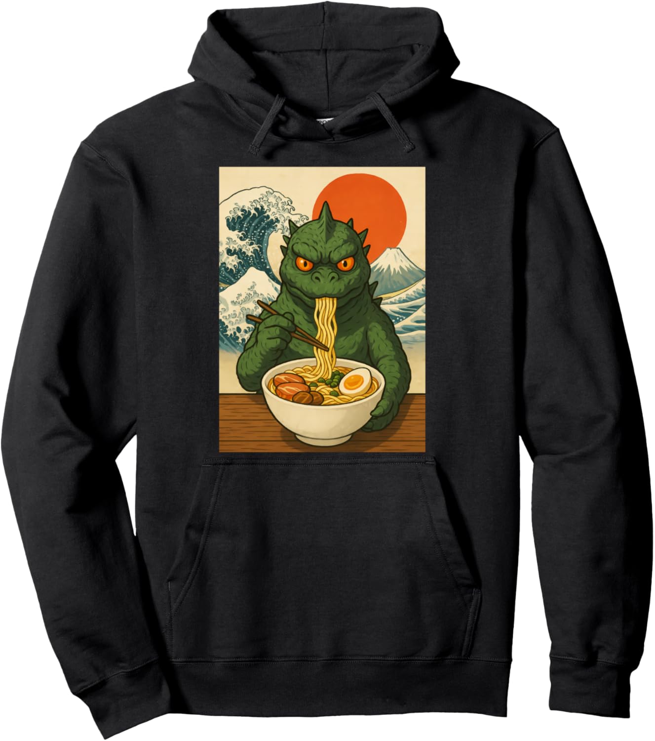 Funny Kaiju Monster Ramen Japanese Kawaii Anime Graphic Pullover Hoodie