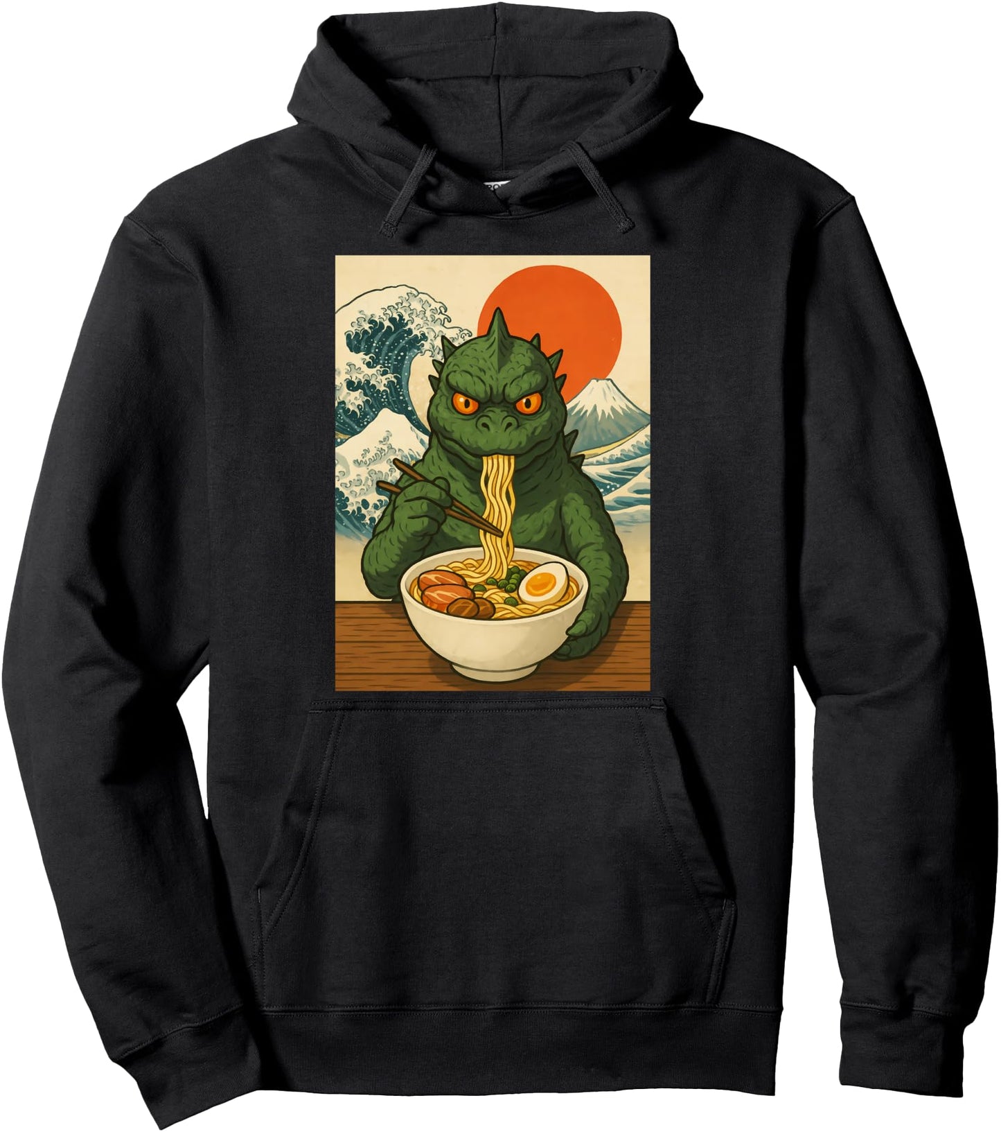 Funny Kaiju Monster Ramen Japanese Kawaii Anime Graphic Pullover Hoodie