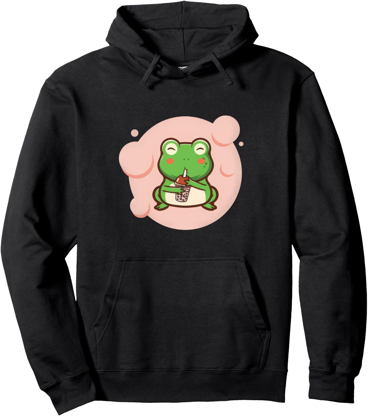 Kawaii Anime Frog Chillin' With Froggy Boba Tea Girls Pullover Hoodie