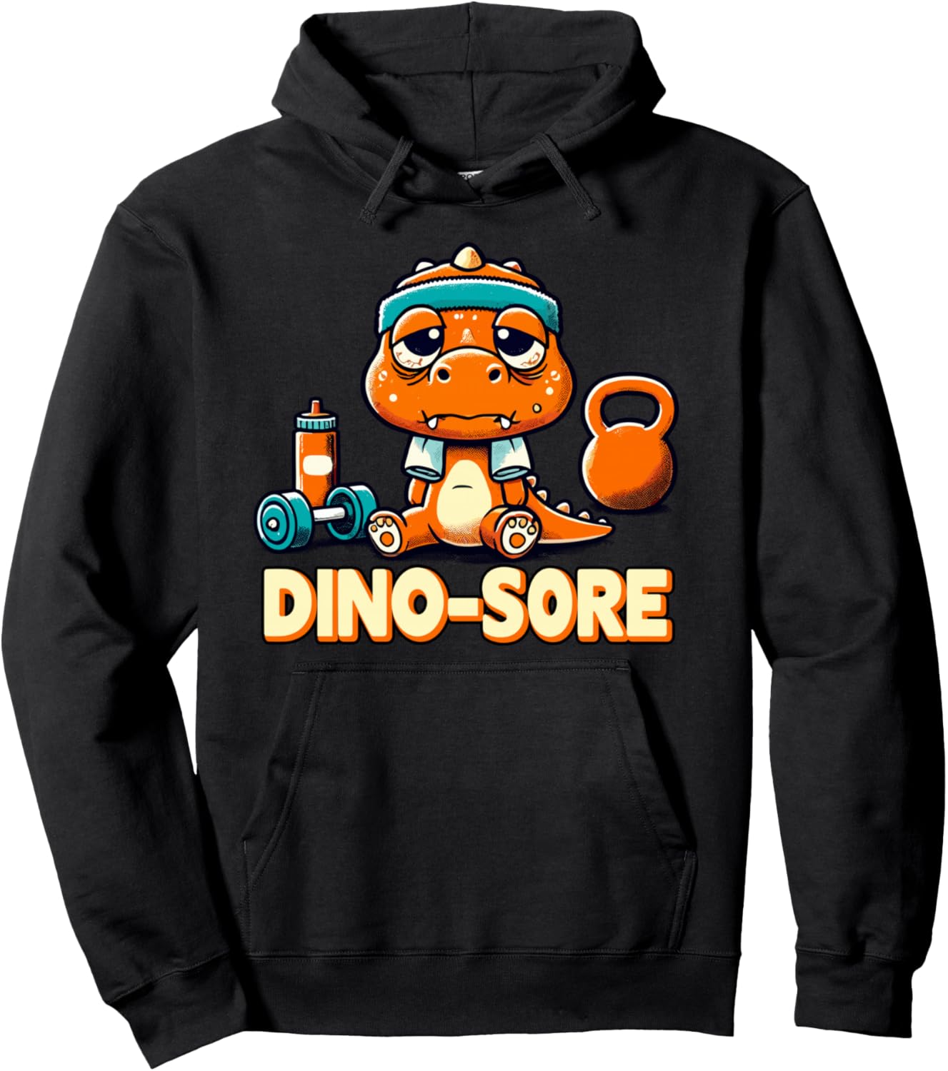 Dino-Sore, Gym Workout & Fitness, Funny Exercise & Training Pullover Hoodie