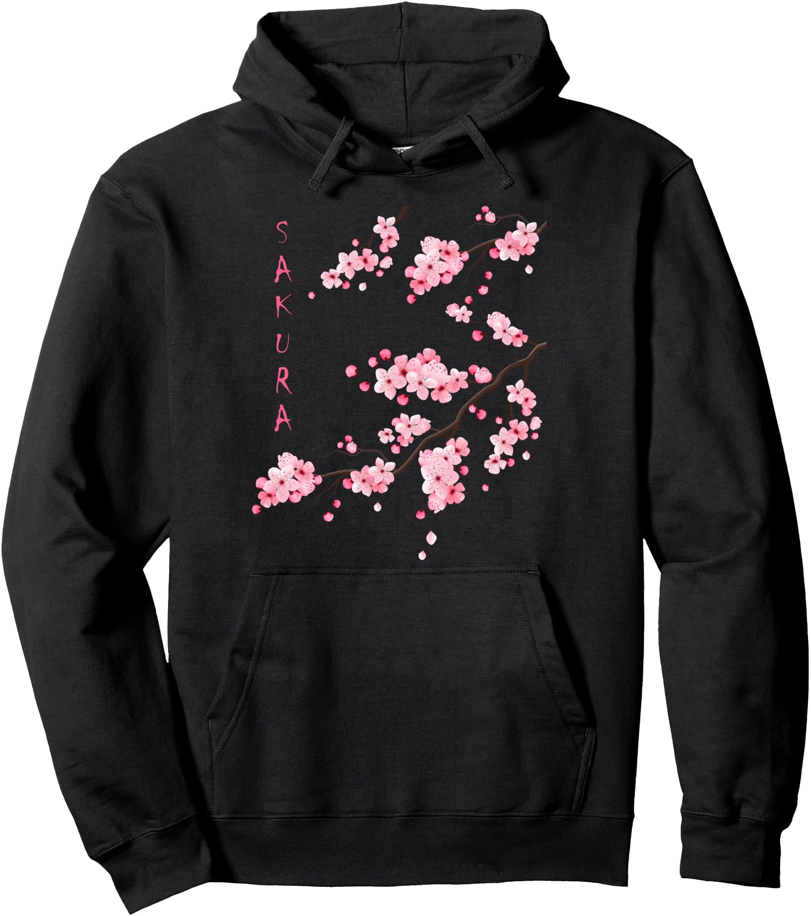 Vintage Sakura Cherry Blossom Japanese Graphical Art Pullover Hoodie