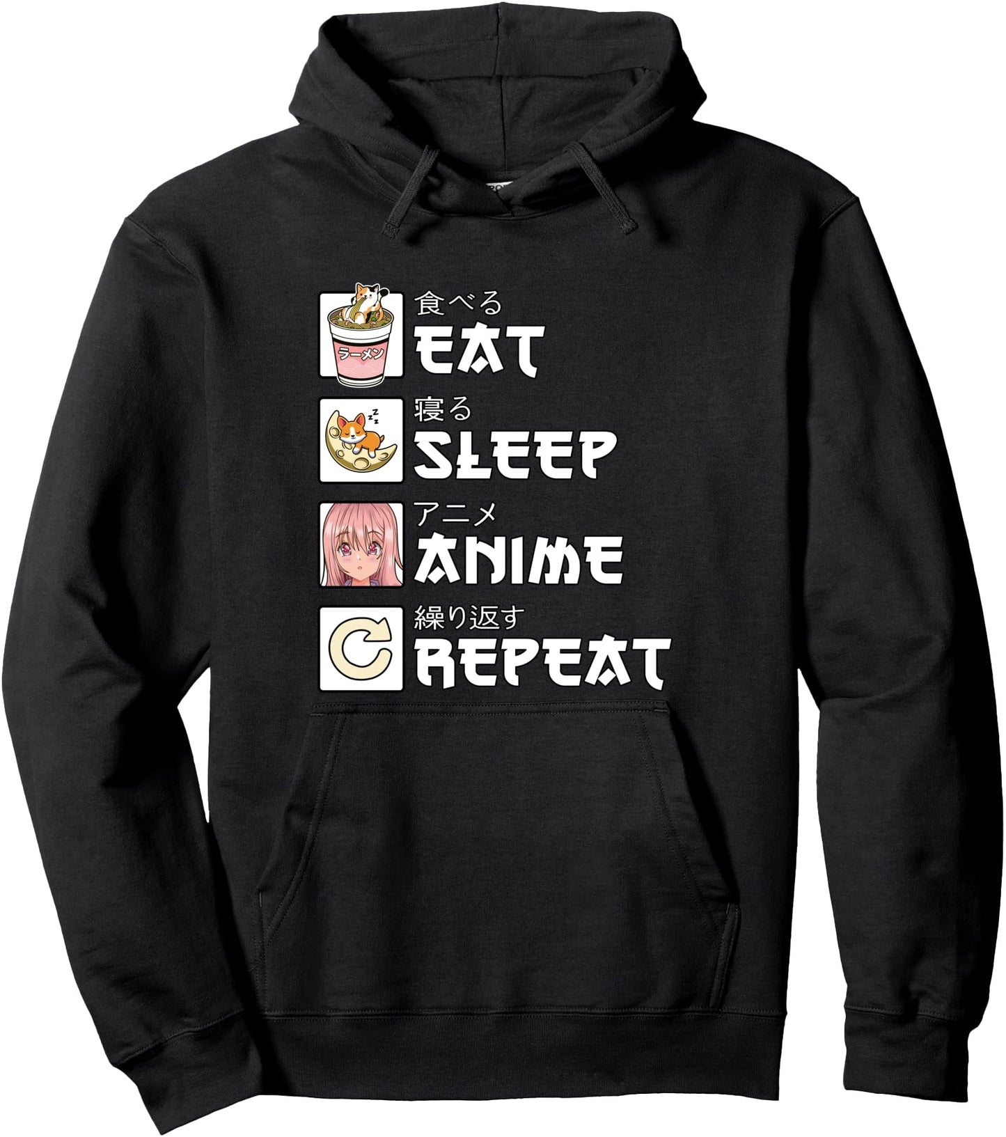 Eat Sleep Anime Repeat Shirt Teen Girls Gift Women Japanese Pullover Hoodie