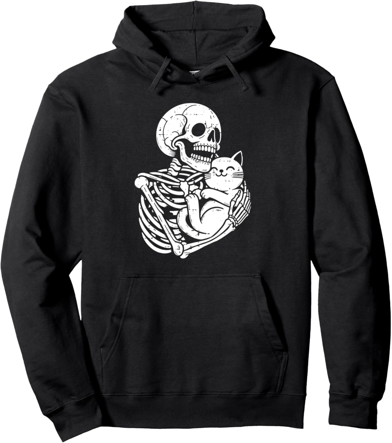 Skeleton Cat Skull Kitty Cute Goth Halloween Men Women Pullover Hoodie
