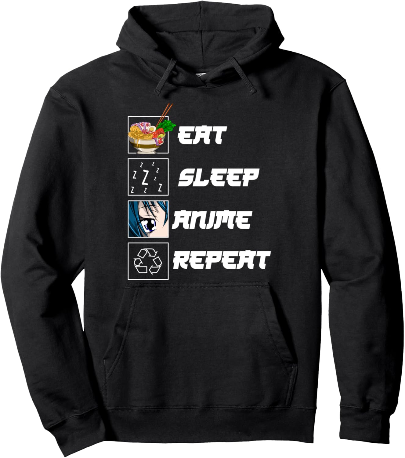 Japanese Ramen Eat Sleep Anime Repeat Kawaii Otaku Anime Pullover Hoodie