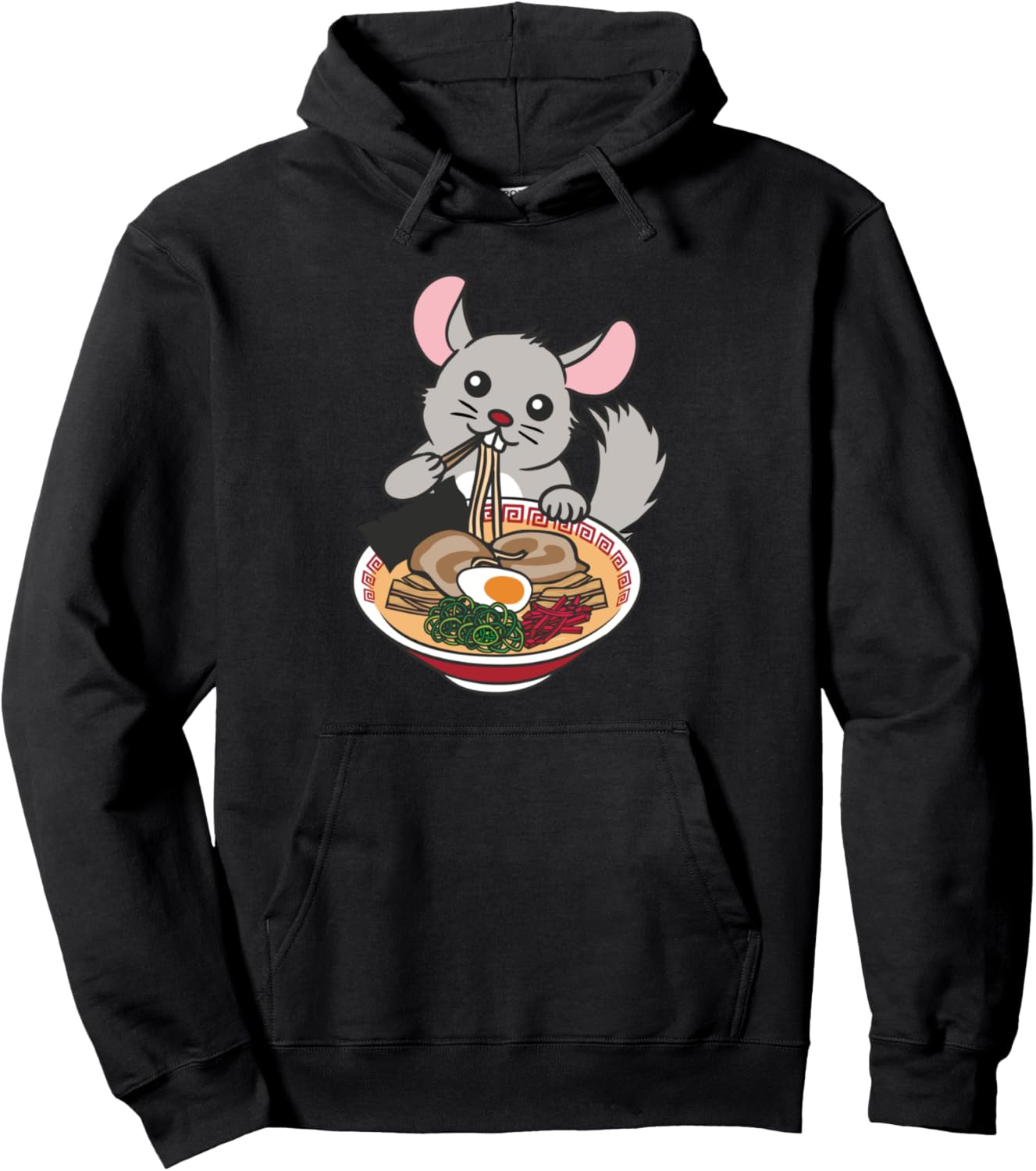 Kawaii Ramen Chinchilla Eating Ramen Noodles Anime Pullover Hoodie