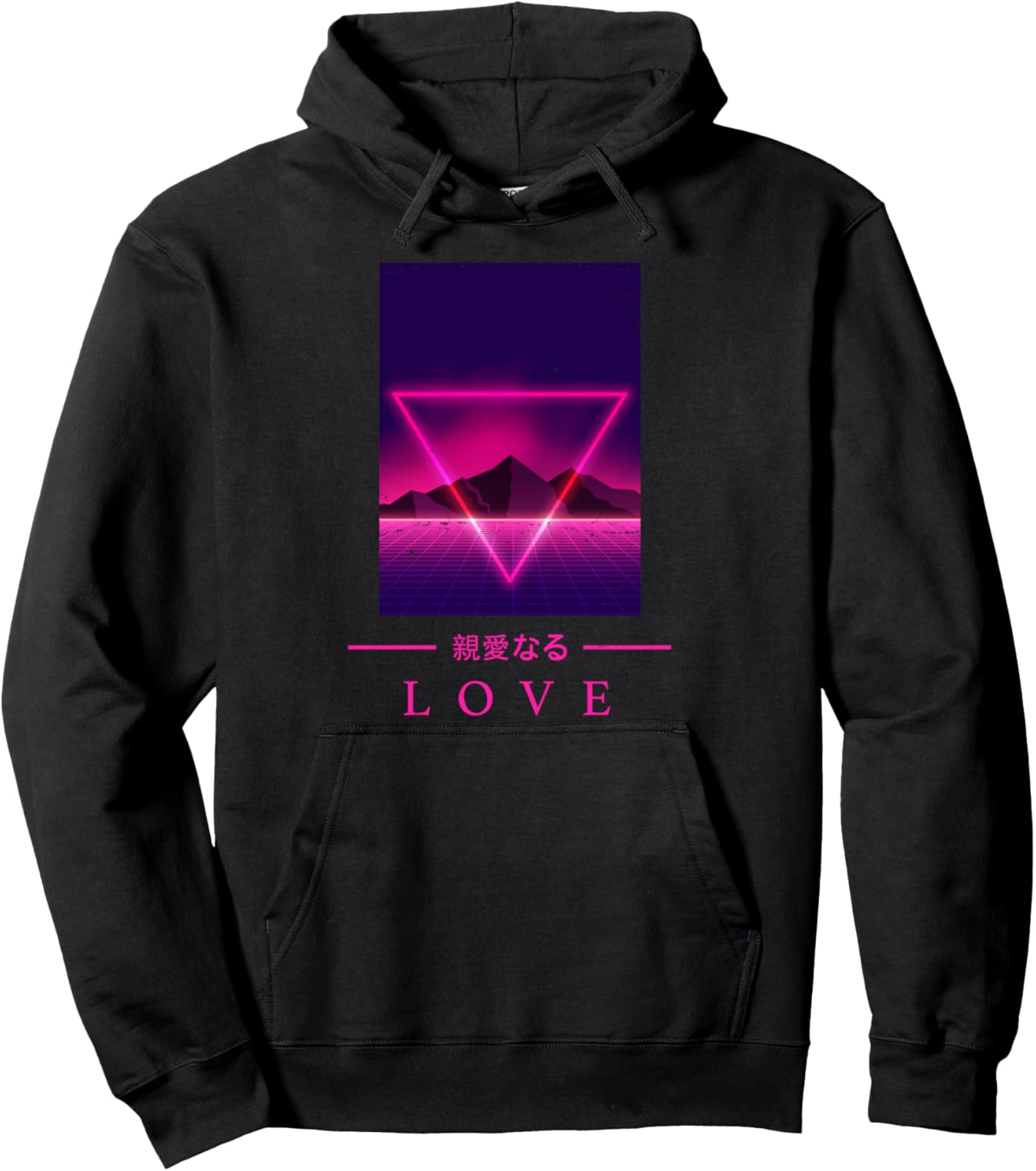 Retrowave - LOVE - Japanese Art Aesthetic Vaporwave Anime Pullover Hoodie