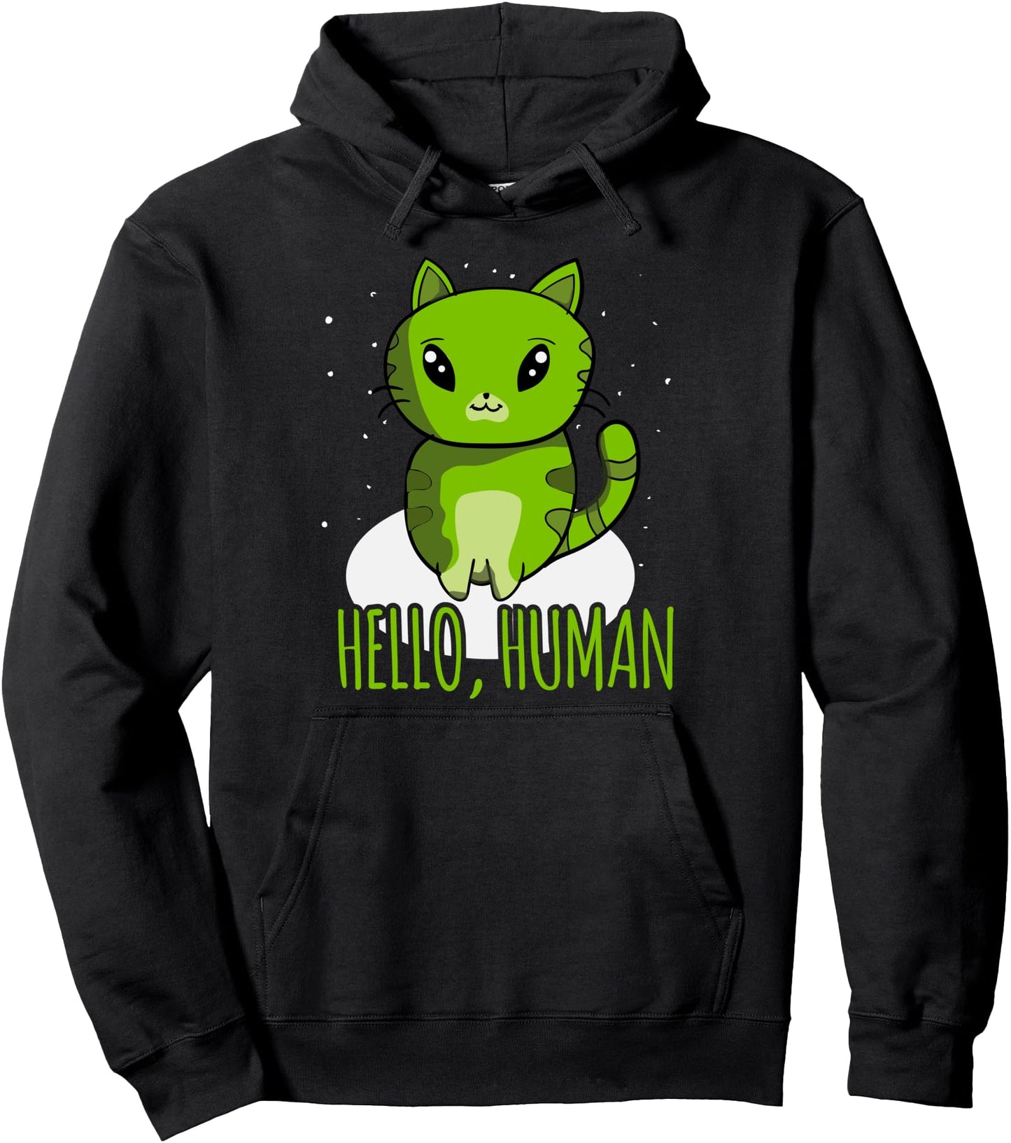Kawaii Cat, Alien Kitten Design, Cute Japanese Anime Pullover Hoodie
