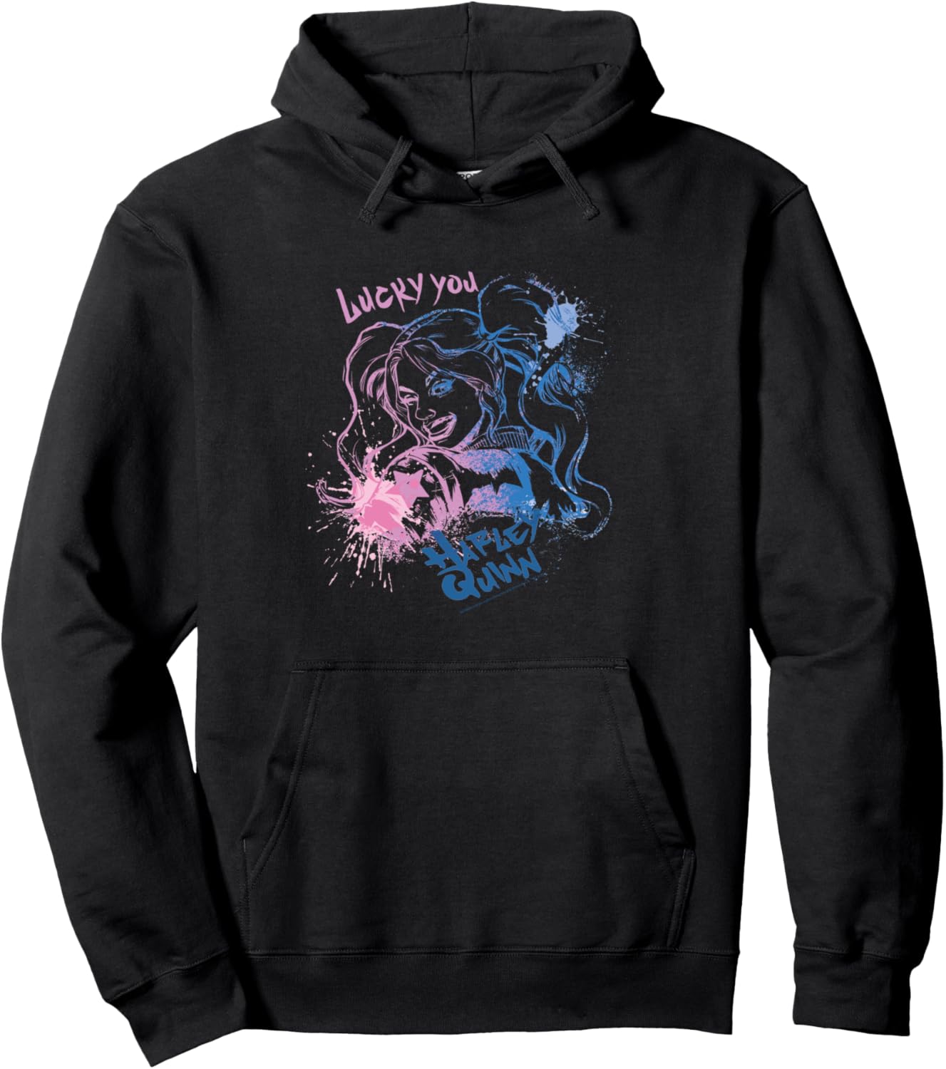 Lucky You Harley Quinn Vibrant Pop Art Pullover Hoodie