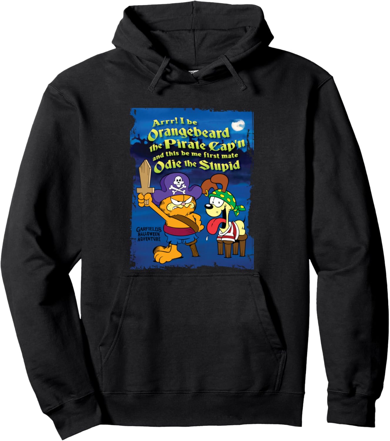 Garfield Arrr! Pirate Orangebeard and Odie Cartoon Cat Pullover Hoodie