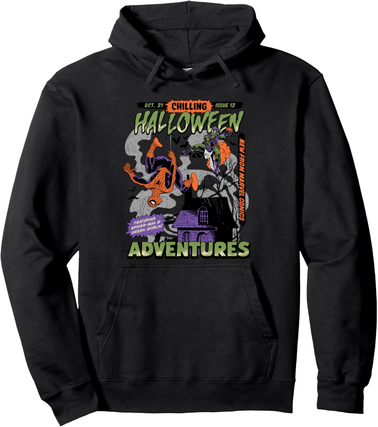 Marvel Halloween Spider-Man VS Green Goblin Vintage Comic Pullover Hoodie