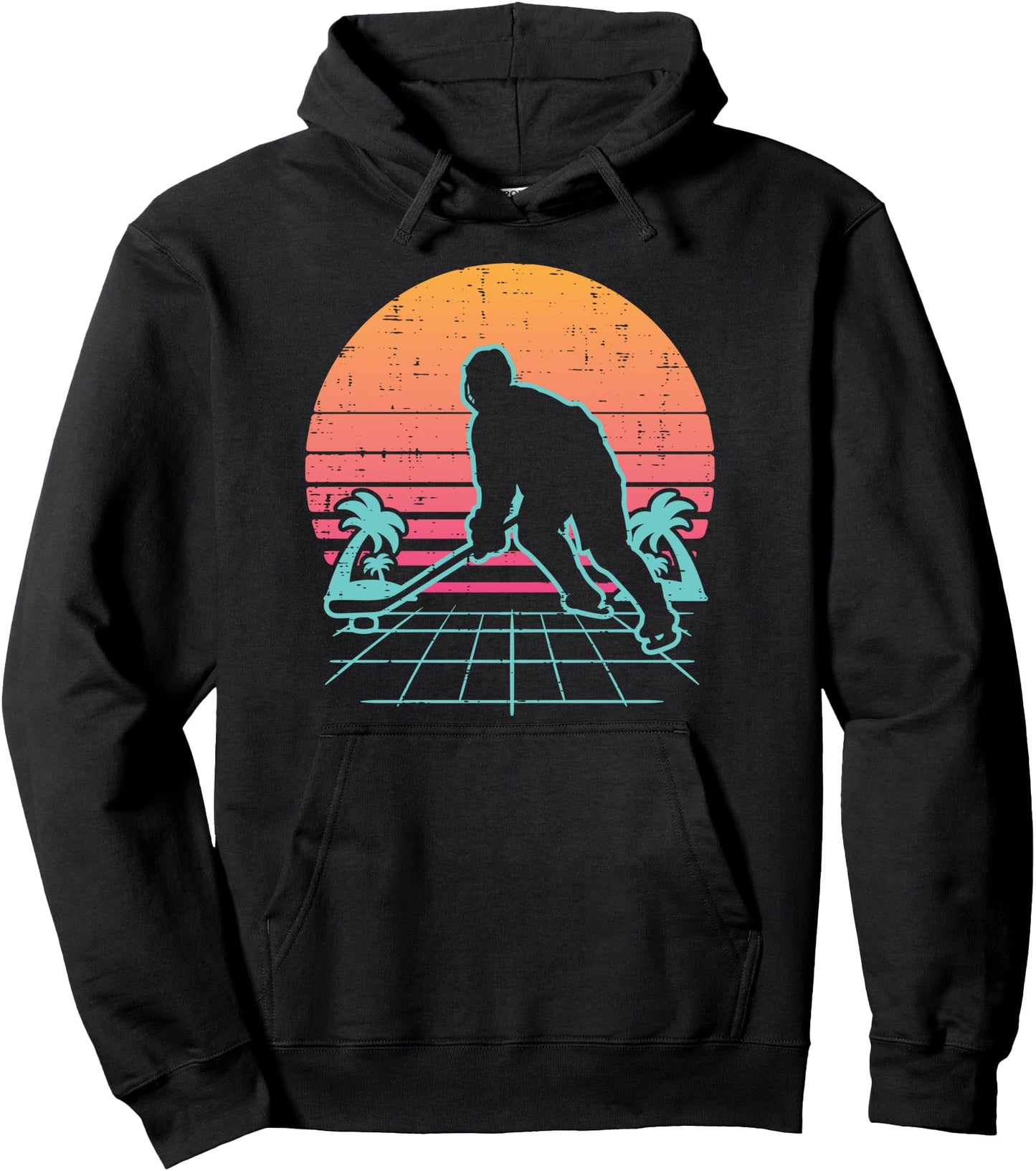Ice Hockey Vaporwave Aesthetic Sunset Retro 80s 90s Japanese Pullover Hoodie