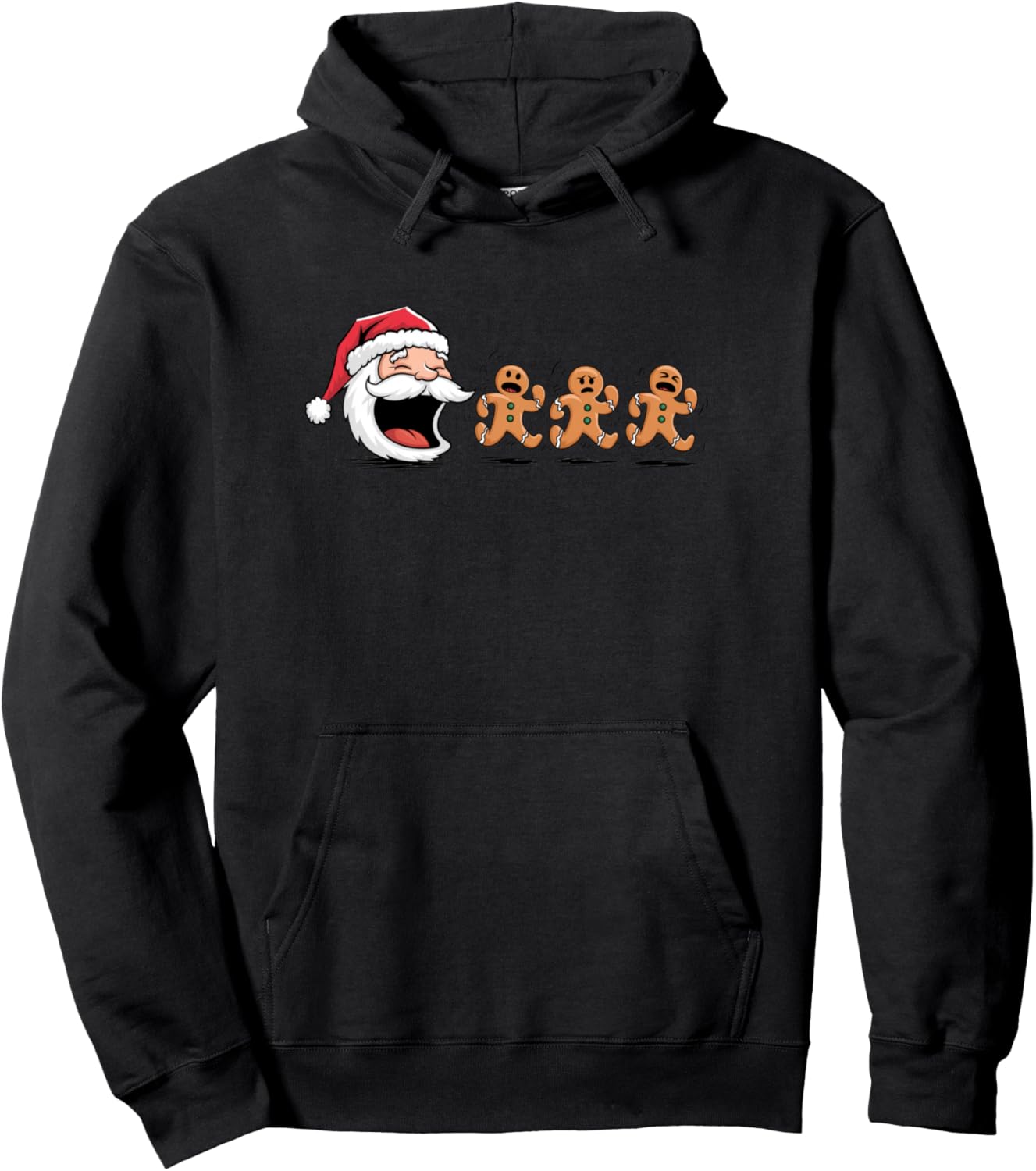 Funny Santa Chasing Gingerbread Men Christmas Pullover Hoodie